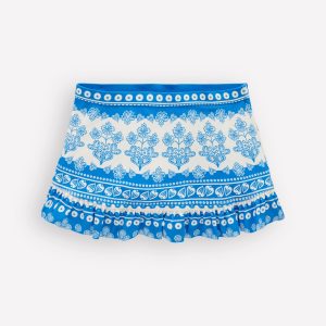 Swim Skirt-Azure Blue Woodblock