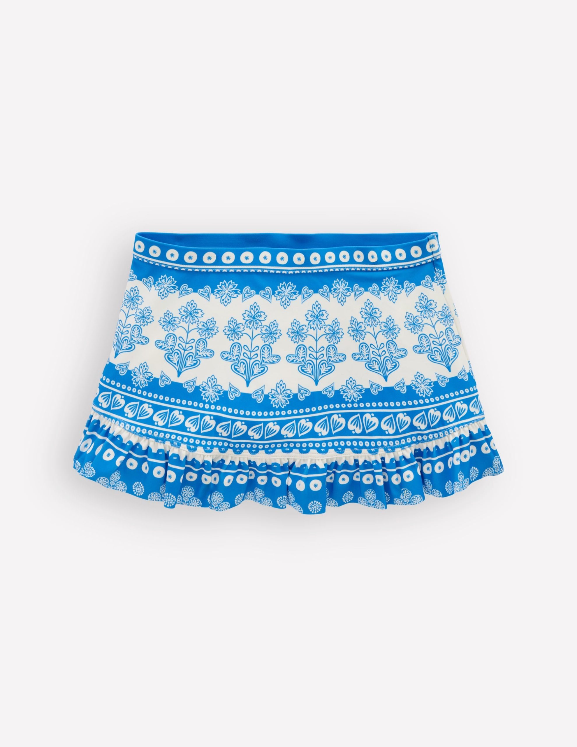 Swim Skirt-Azure Blue Woodblock