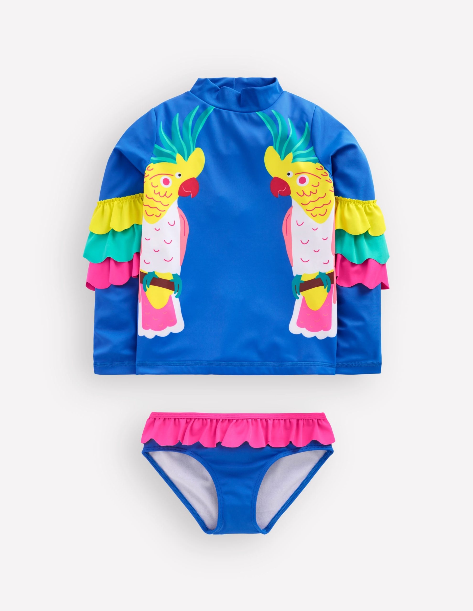 Appliqué Rash Vest Set-Azure Blue Parrot - Image 2