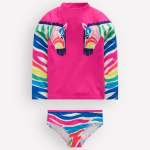 Appliqu?? Rash Vest Set-Raspberry Pink Zebra