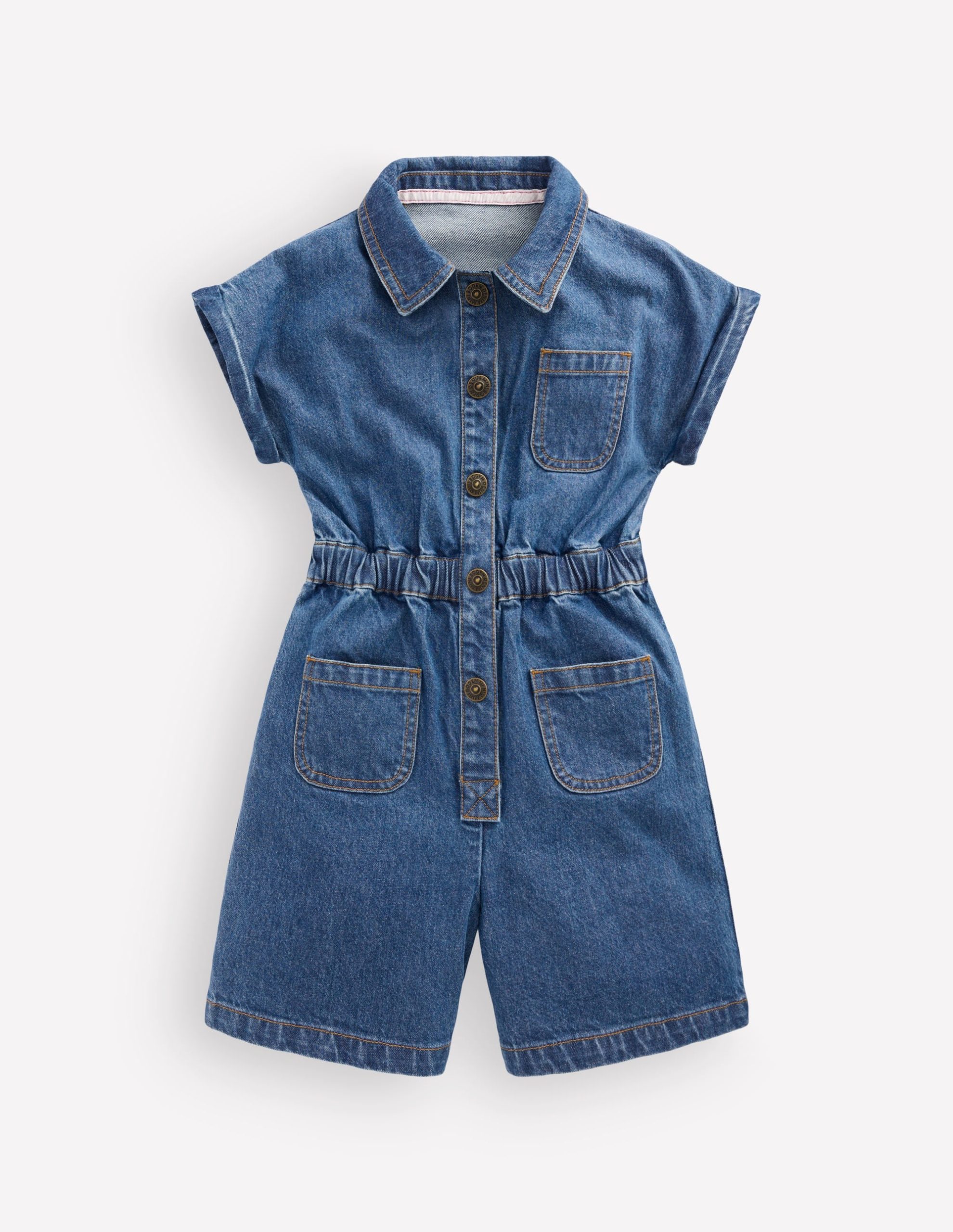 Embroidered Playsuit-Mid Vintage Embroidered Denim