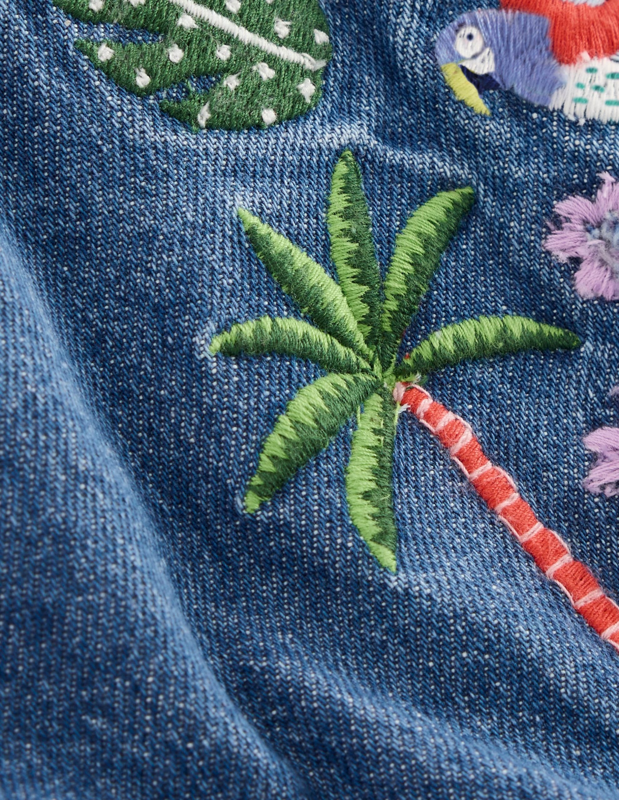 Embroidered Playsuit-Mid Vintage Embroidered Denim - Image 4