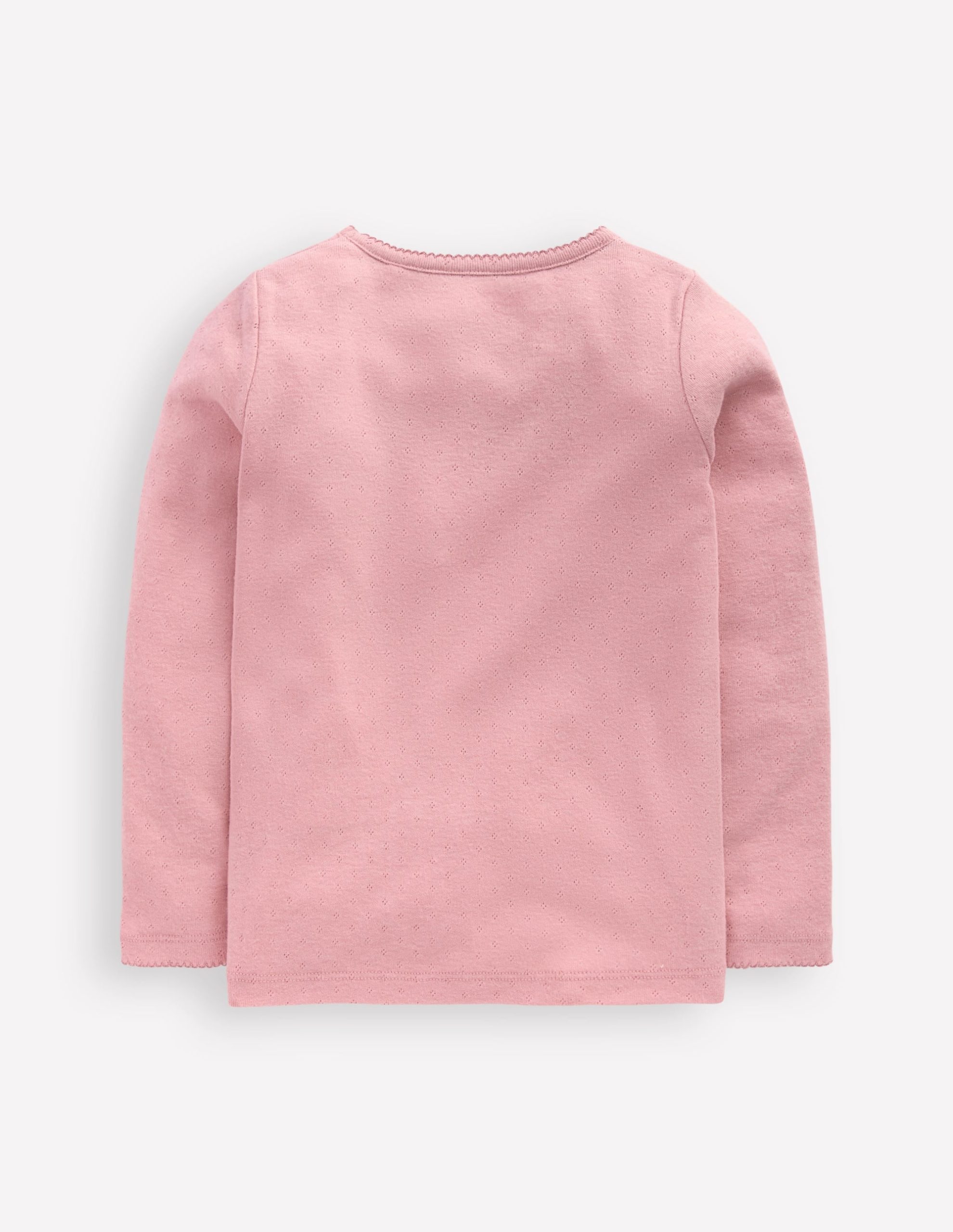 Long Sleeve Pointelle Top-Pink - Image 2