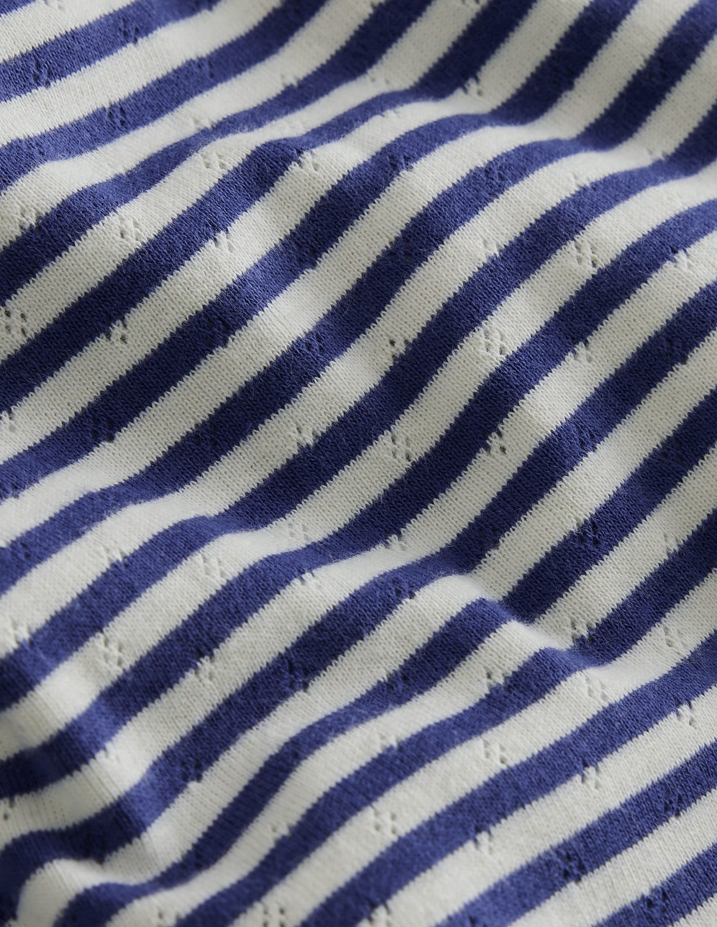 Short Sleeve Pointelle Top-Soft Ivory/Starboard Blue - Image 3