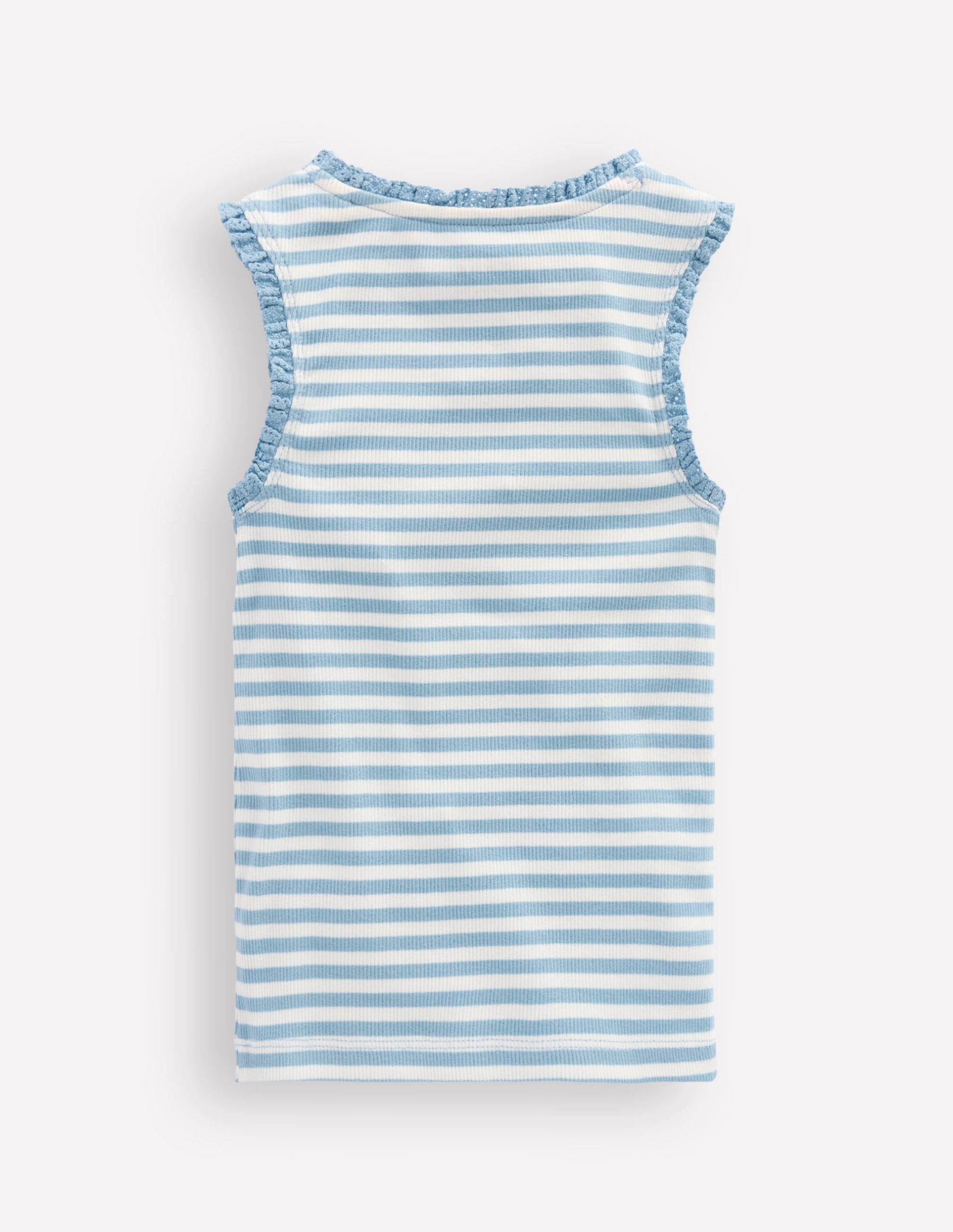 Ribbed Lace Trim Tank-Glacier Blue Stripe - Image 2