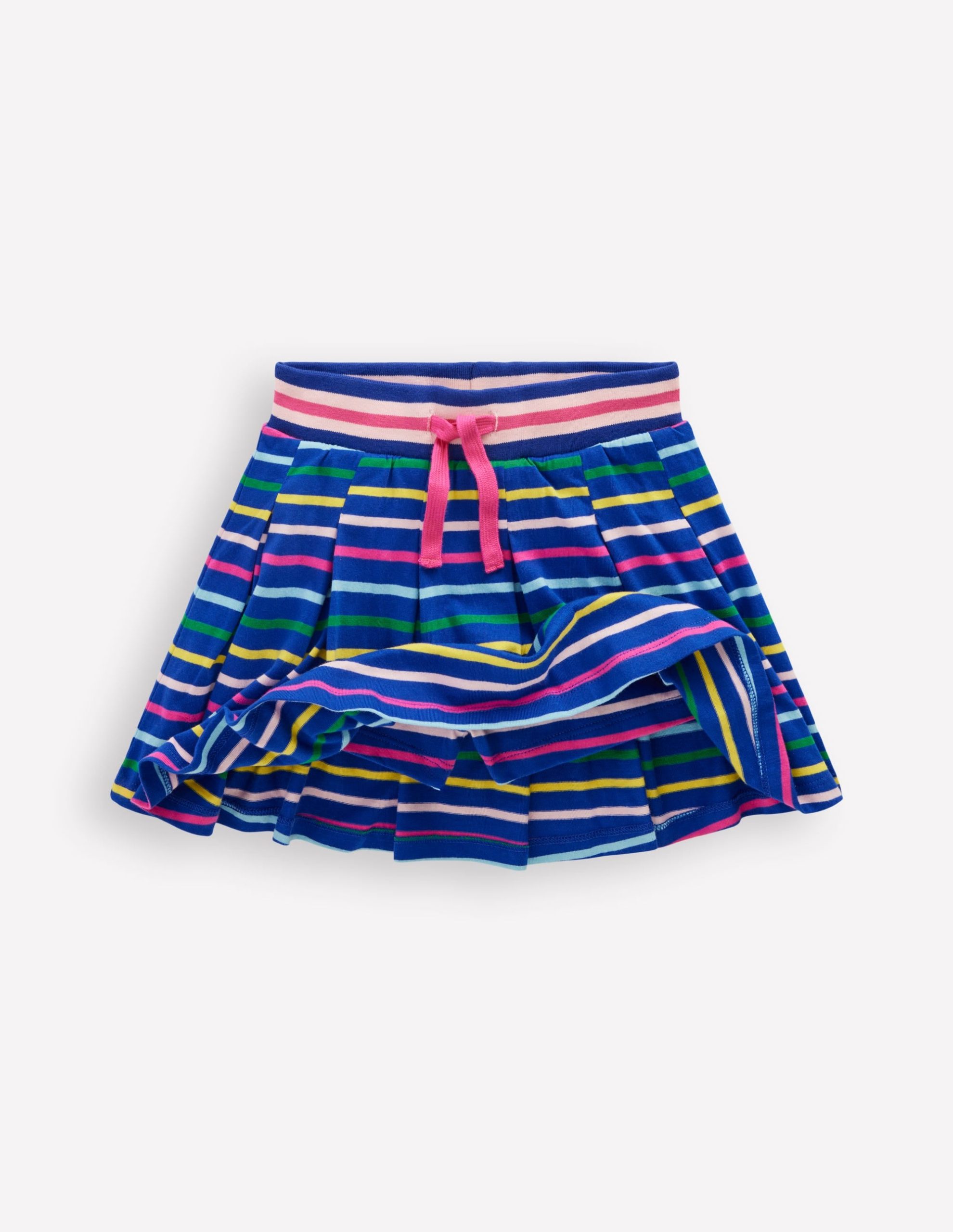Pleated Jersey Skort-Navy Rainbow Stripe - Image 4