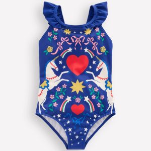 Hallie Frill Strap Swimsuit-Sapphire Blue Unicorn