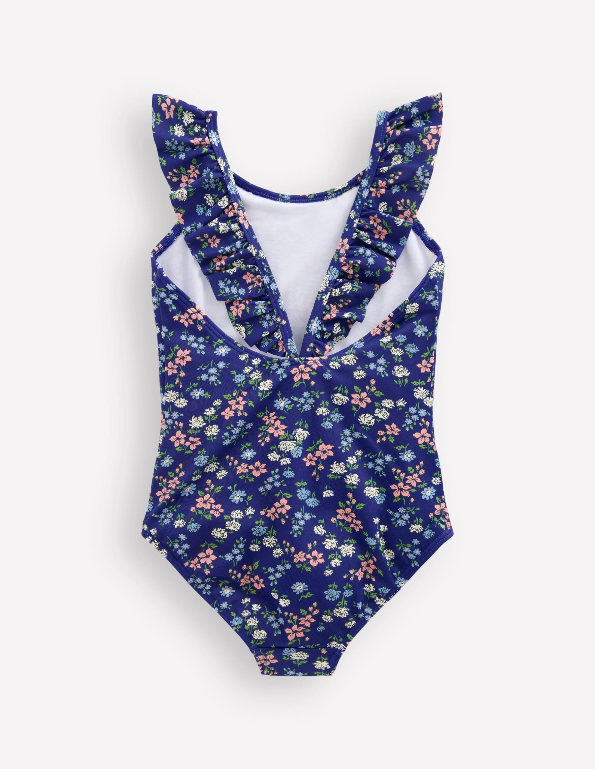 Hallie Frill Strap Swimsuit-Sapphire Blue Meadow Floral - Image 2