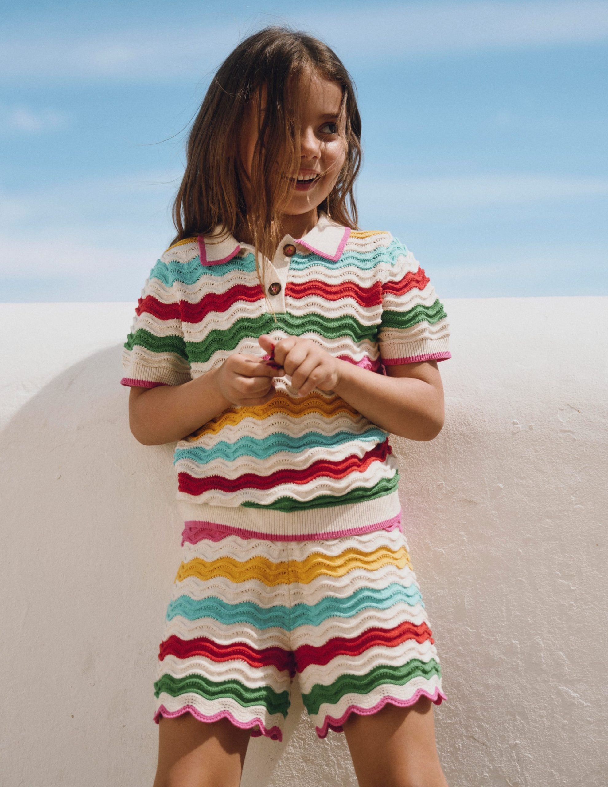 Knitted Shorts-Ivory Multi Rainbow - Image 4