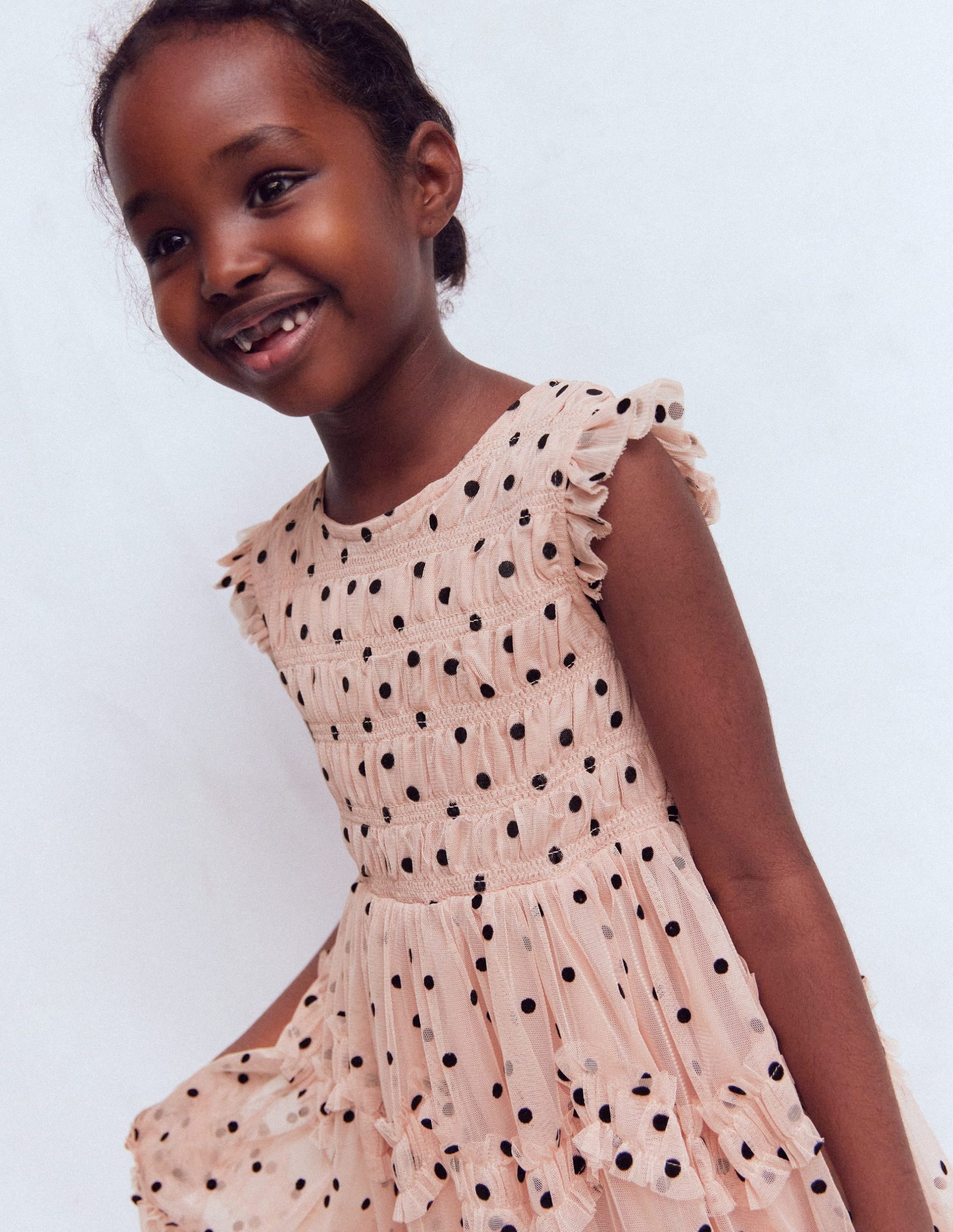 Tulle Ruffle Occasion Dress-Rose Smoke Flock Spot - Image 2