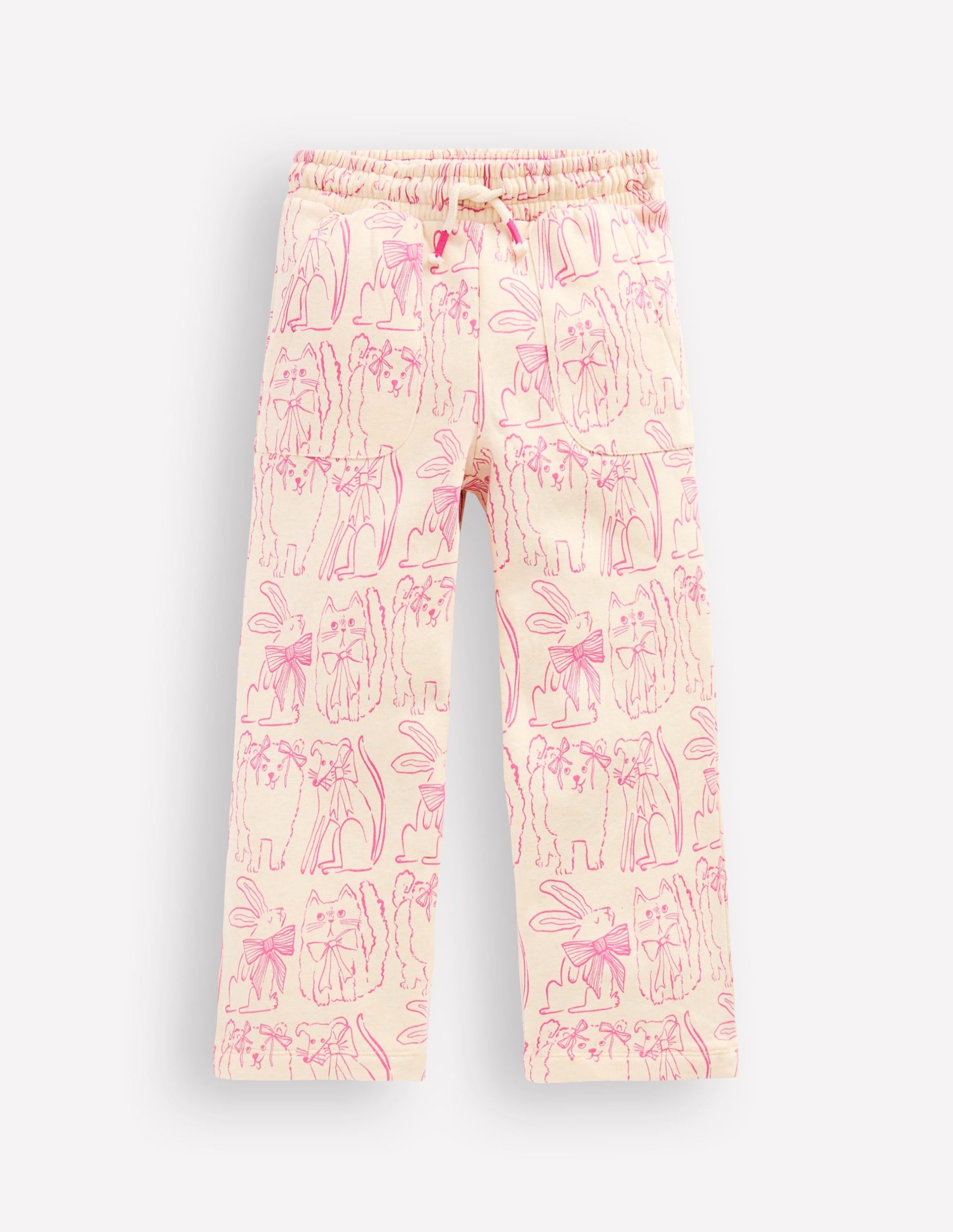 Wide Leg Printed Sweatpants-Oatmeal Cats - Image 4
