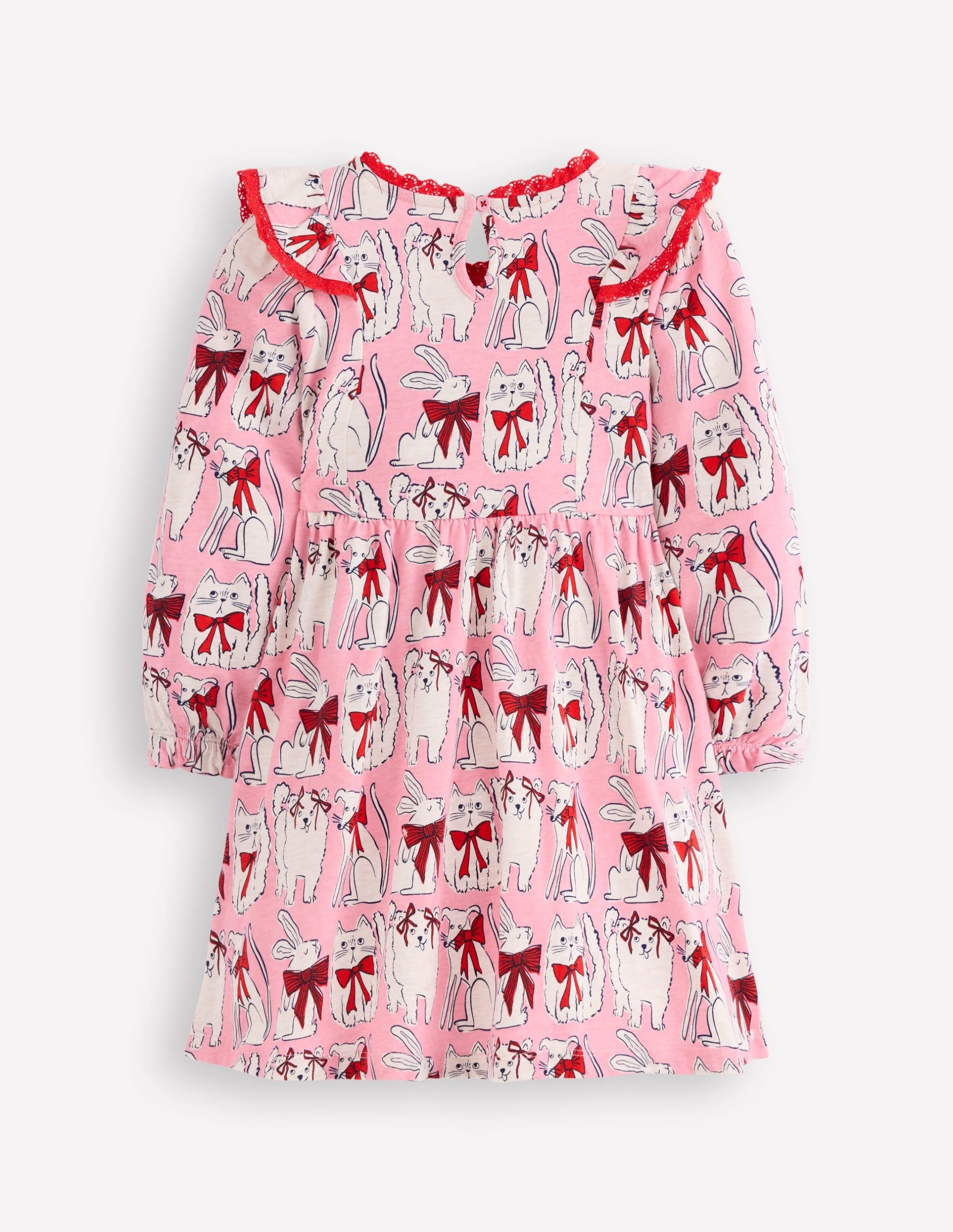 Long Sleeve Ruffle Dress-Bubblegum Pink Favourite Pets - Image 2