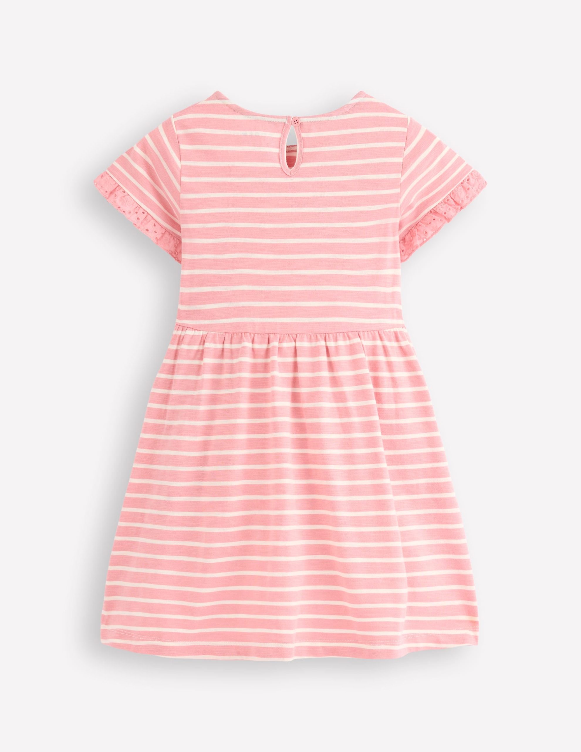 Broderie Pocket Jersey Dress-Almond Pink Stripe - Image 2