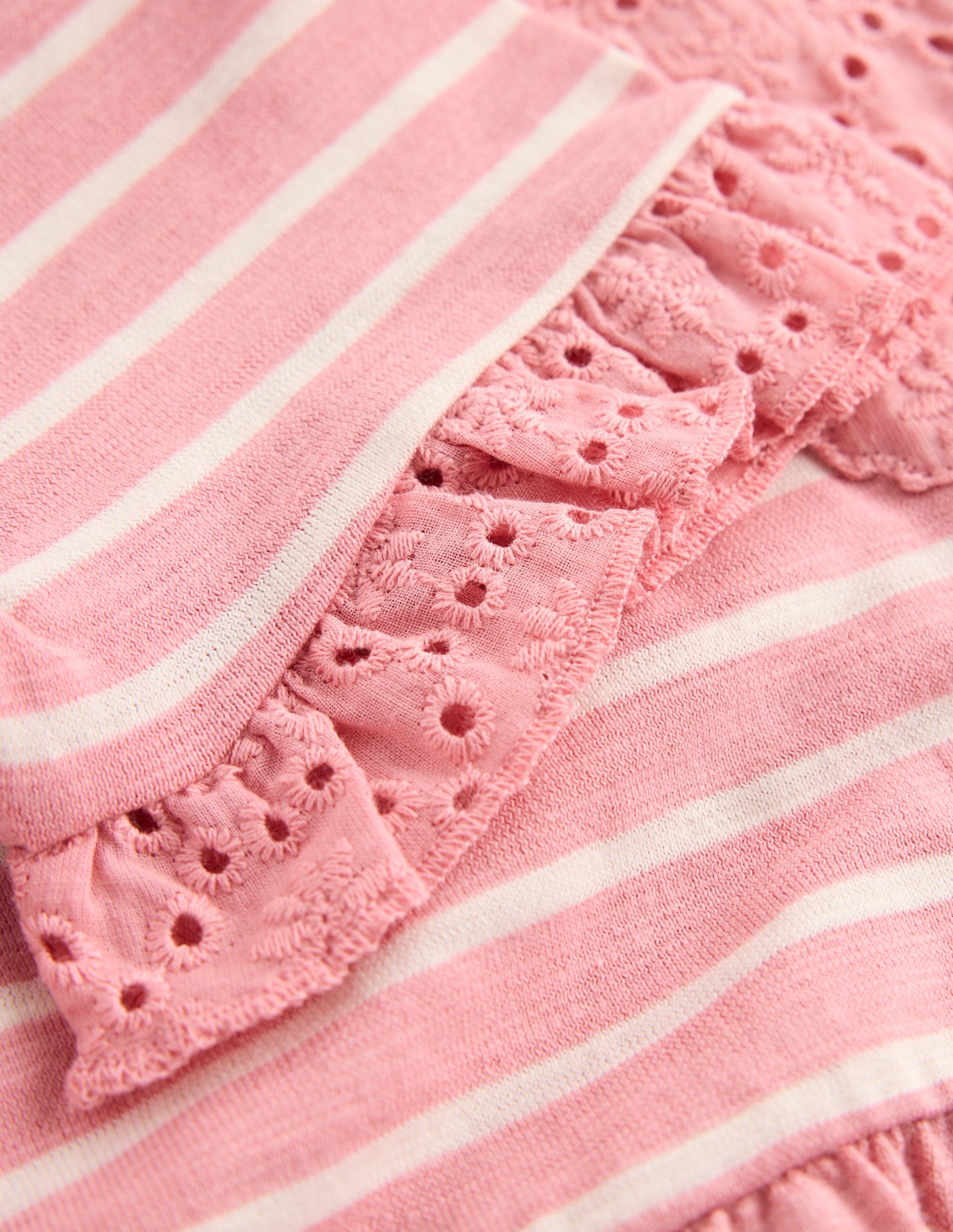 Broderie Pocket Jersey Dress-Almond Pink Stripe - Image 3