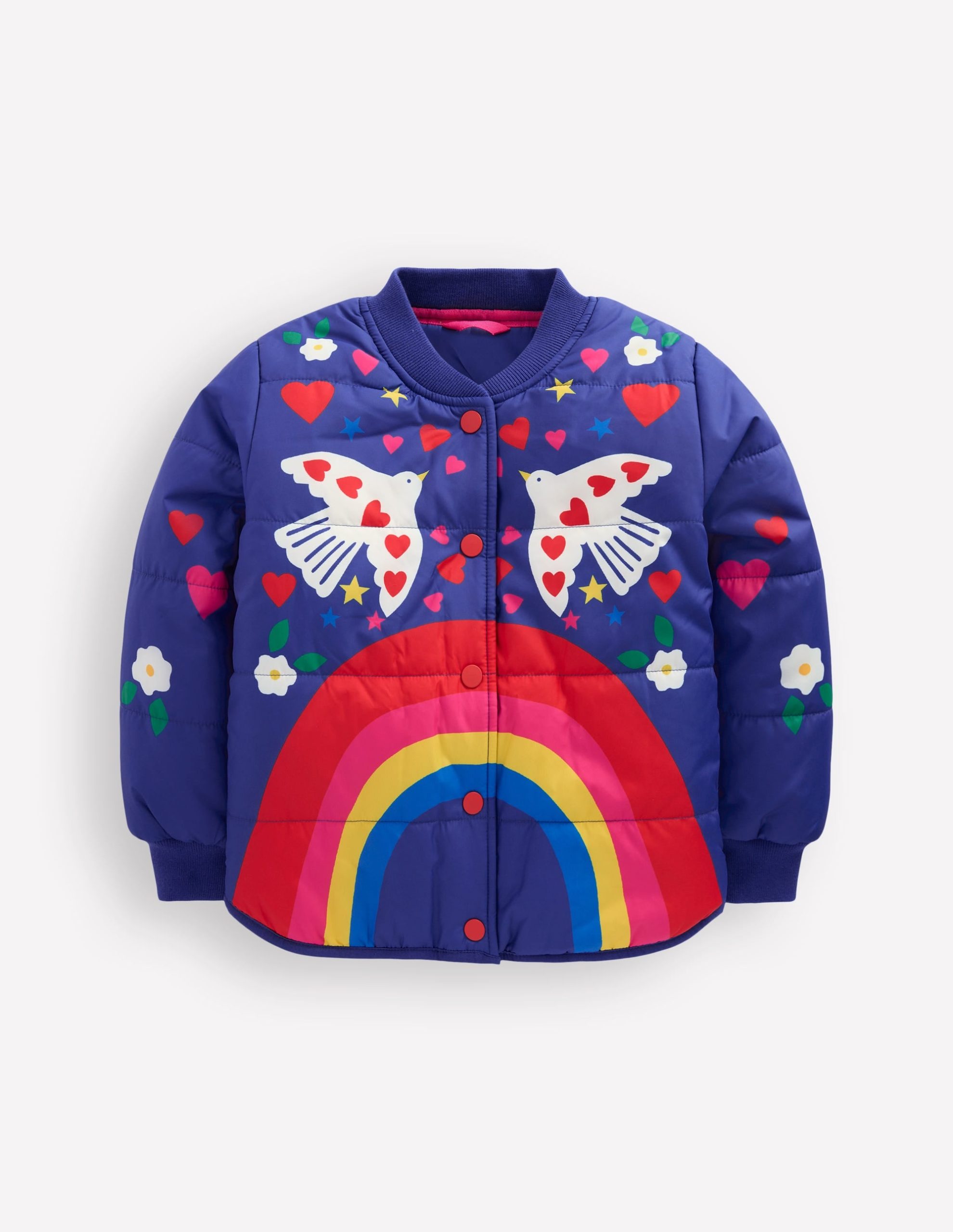 Fun Bomber Jacket-Navy Placement Rainbow Print - Image 4