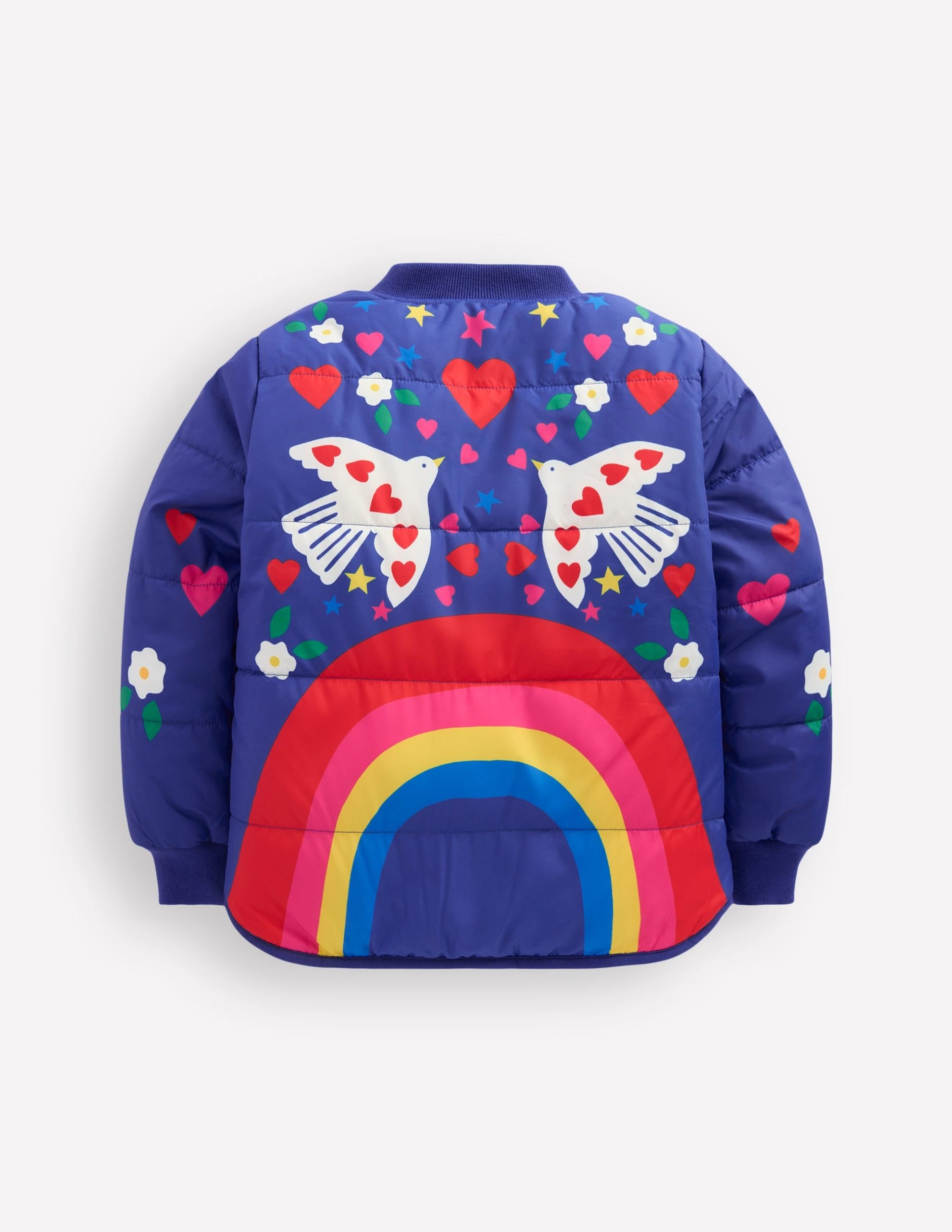 Fun Bomber Jacket-Navy Placement Rainbow Print - Image 5