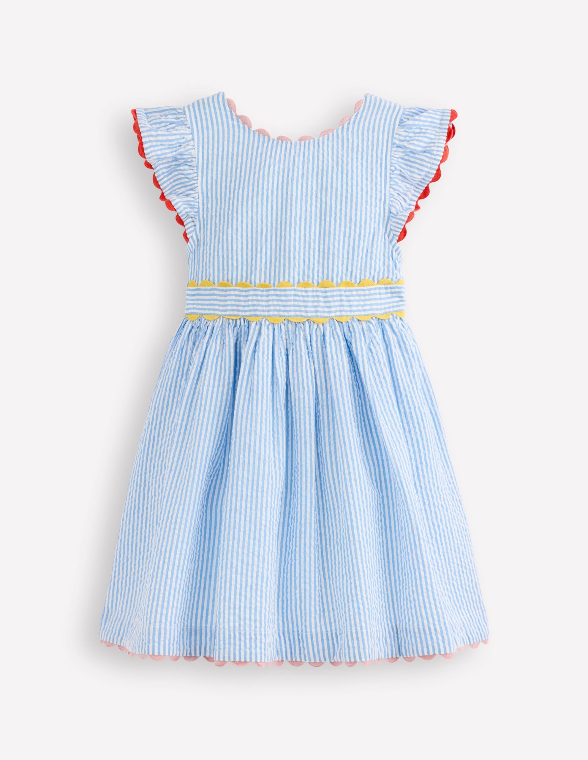 Ric Rac Trim Flutter Dress-Sapphire Blue Stripe - Image 2