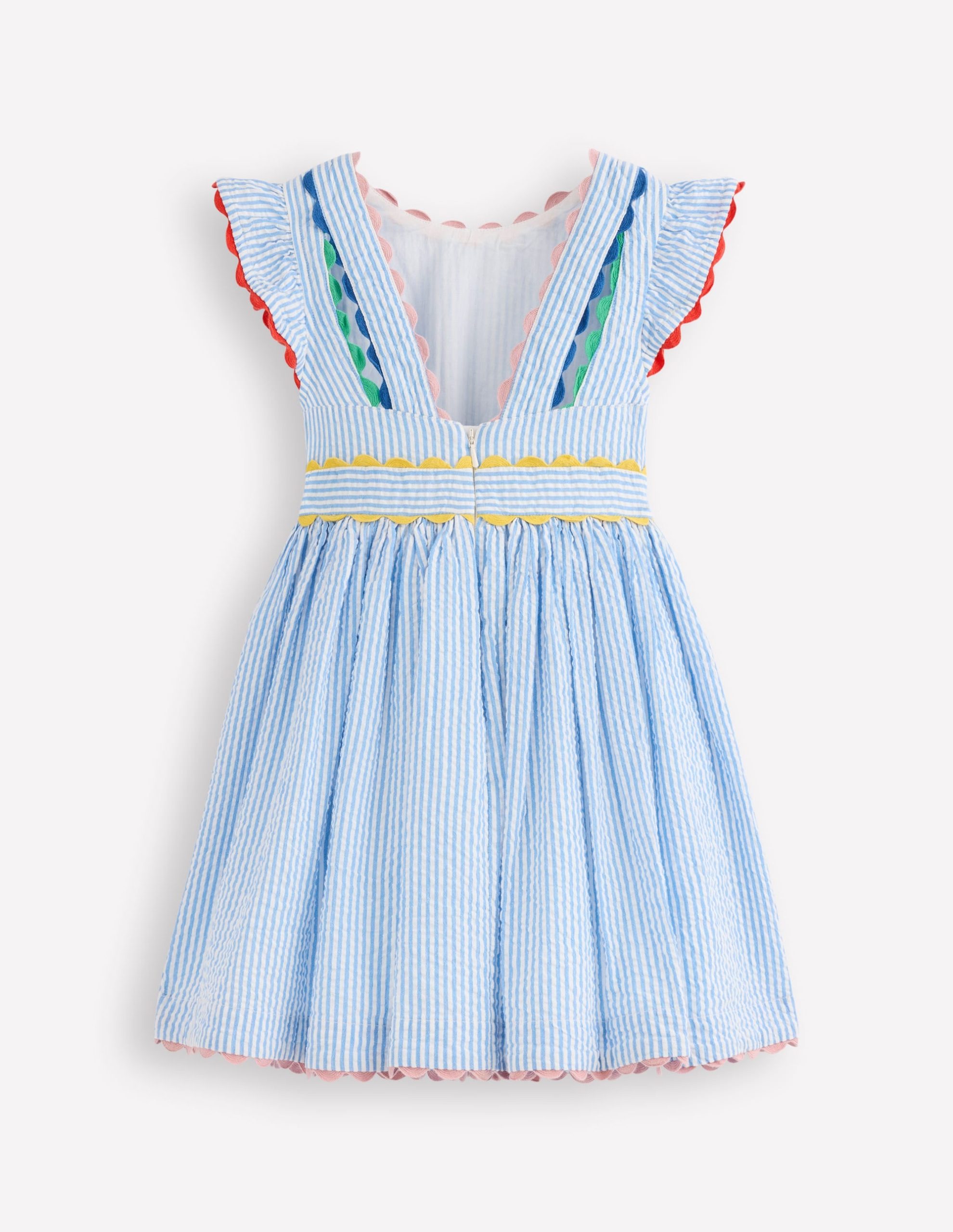 Ric Rac Trim Flutter Dress-Sapphire Blue Stripe - Image 3
