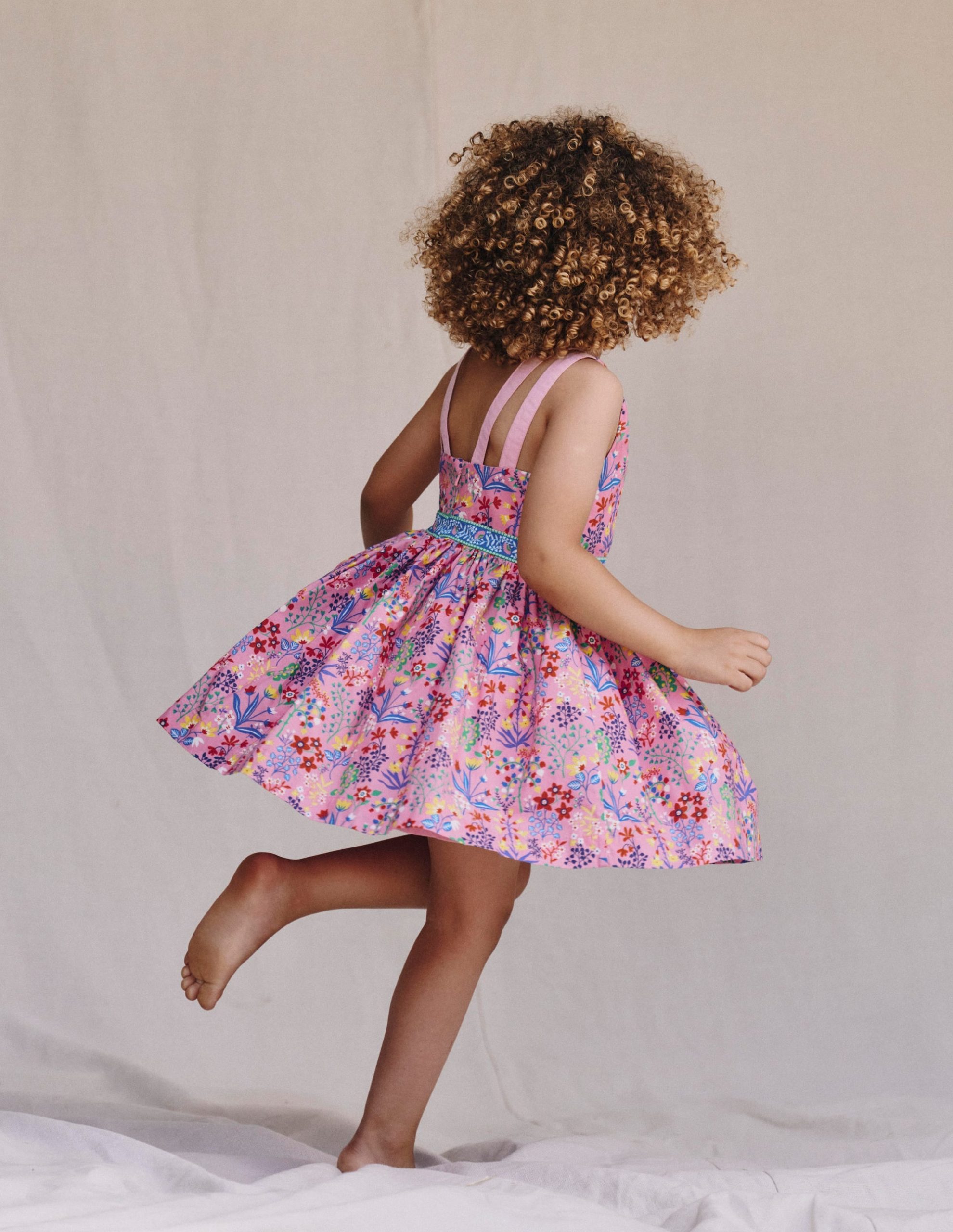 Multi Strap Flare Dress-Meadowsweet Pink Garden Floral - Image 4