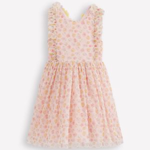 Flutter Strap Back Dress-Soft Ivory Rosa