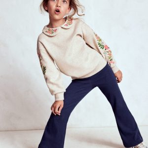 Ribbed Flared Leggings-College Navy