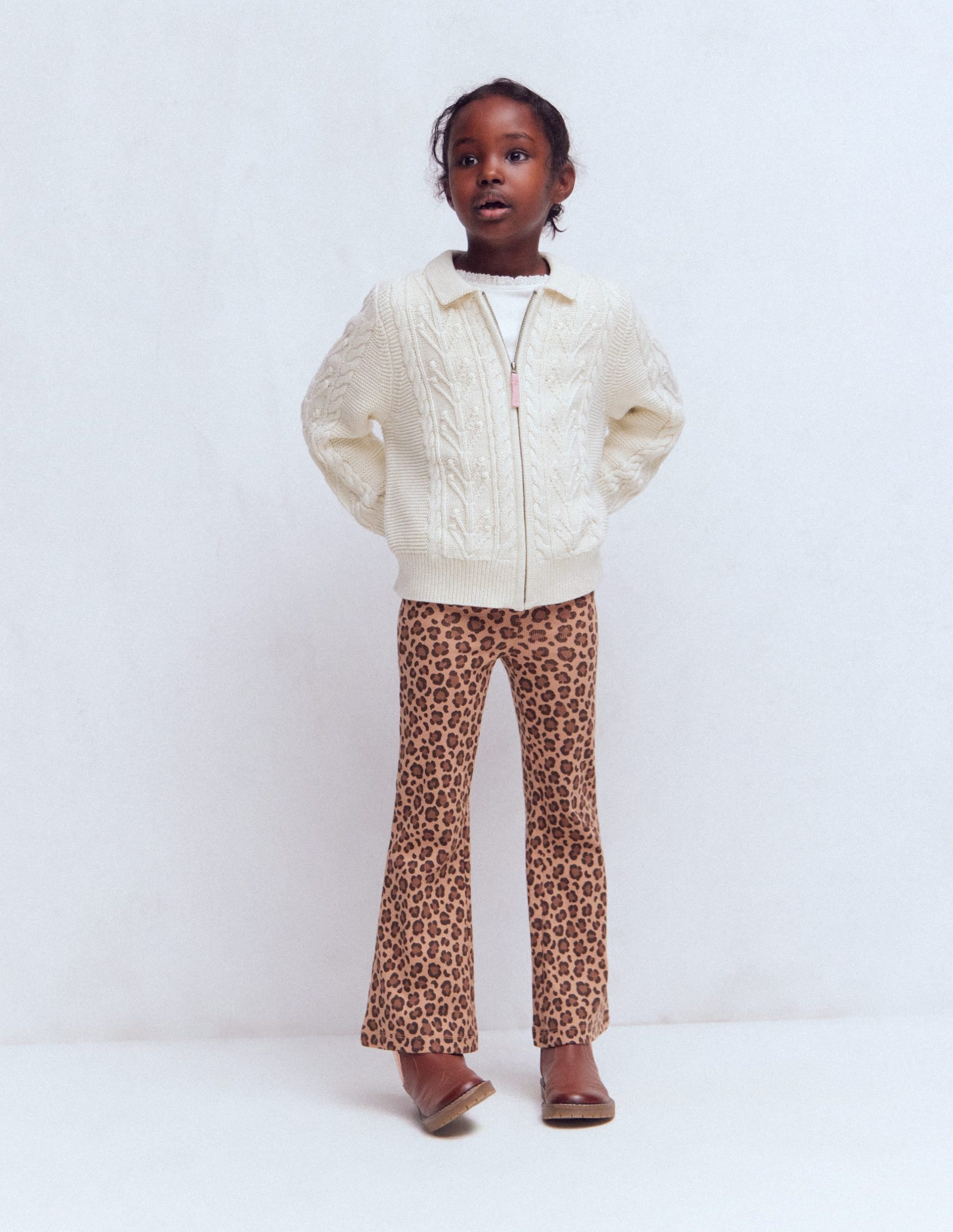 Ribbed Flared Leggings-Leopard - Image 2