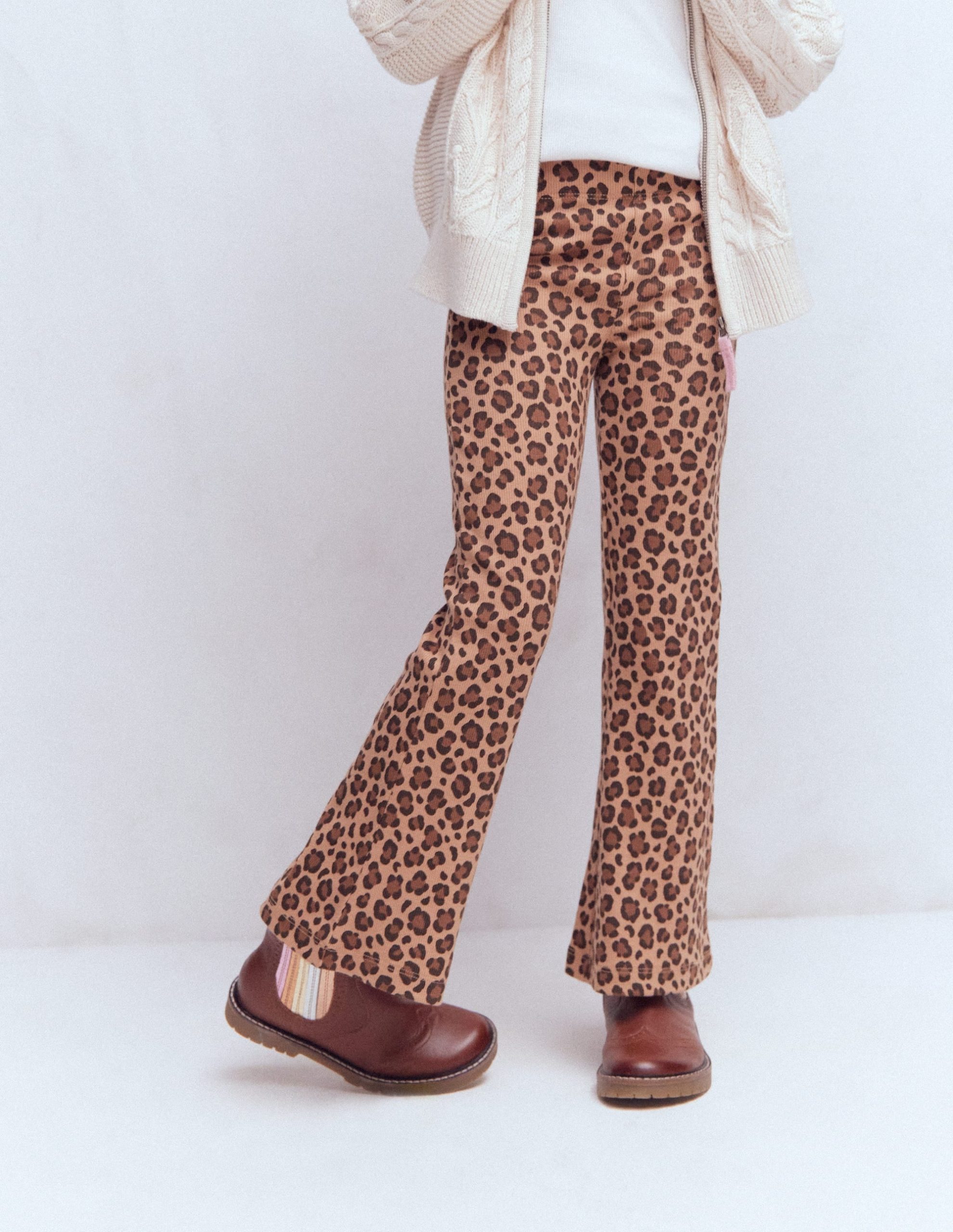 Ribbed Flared Leggings-Leopard - Image 3