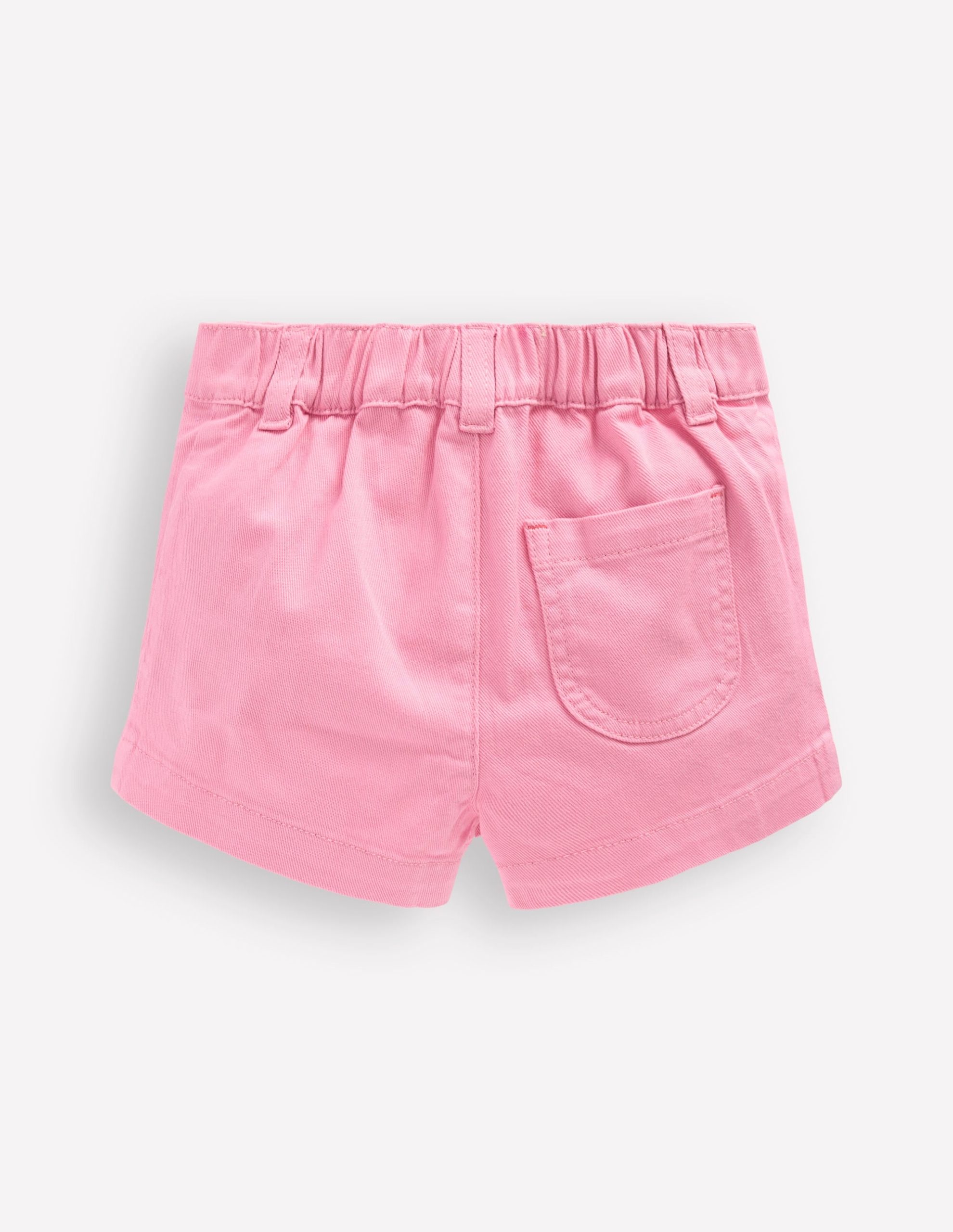 Patch Pocket Shorts-Pink Embroidered Denim - Image 2