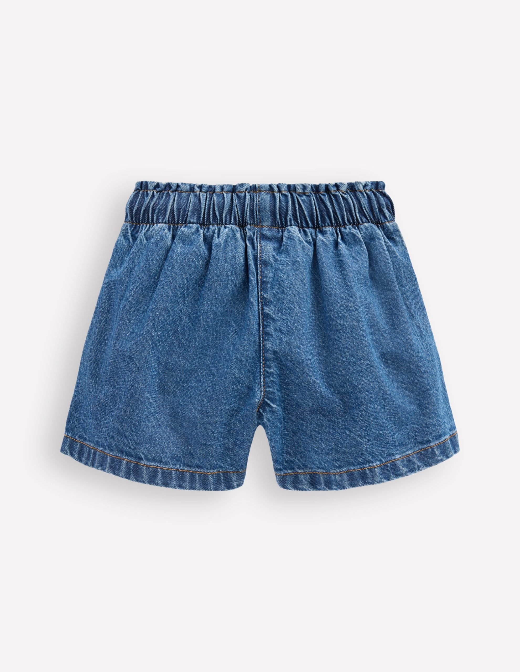 Frill Waist Shorts-Mid Vintage Denim - Image 2