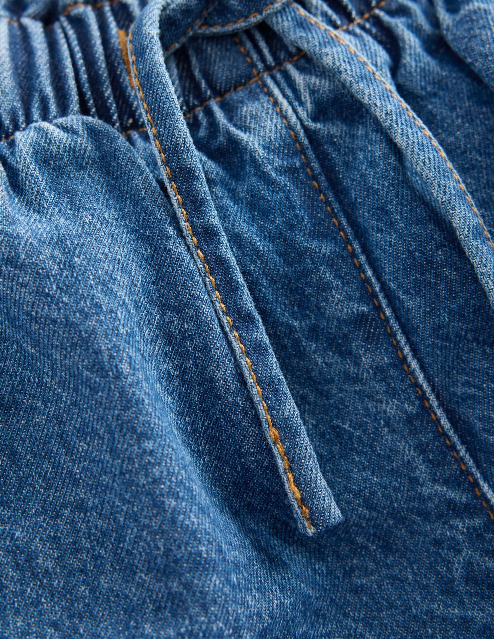 Frill Waist Shorts-Mid Vintage Denim - Image 3