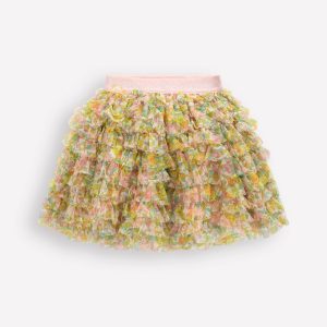 Tulle Ruffle Skirt-Soft Ivory Florabunda