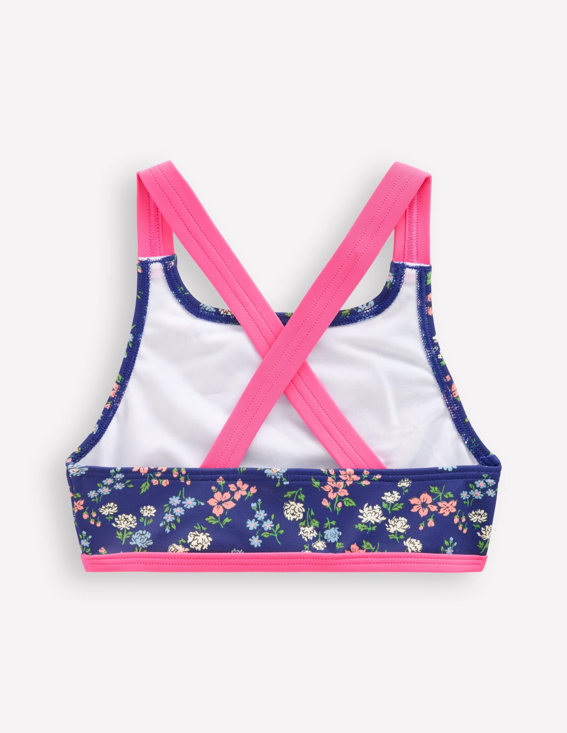 Cross-back Bikini Top-Sapphire Blue Meadow Floral - Image 2