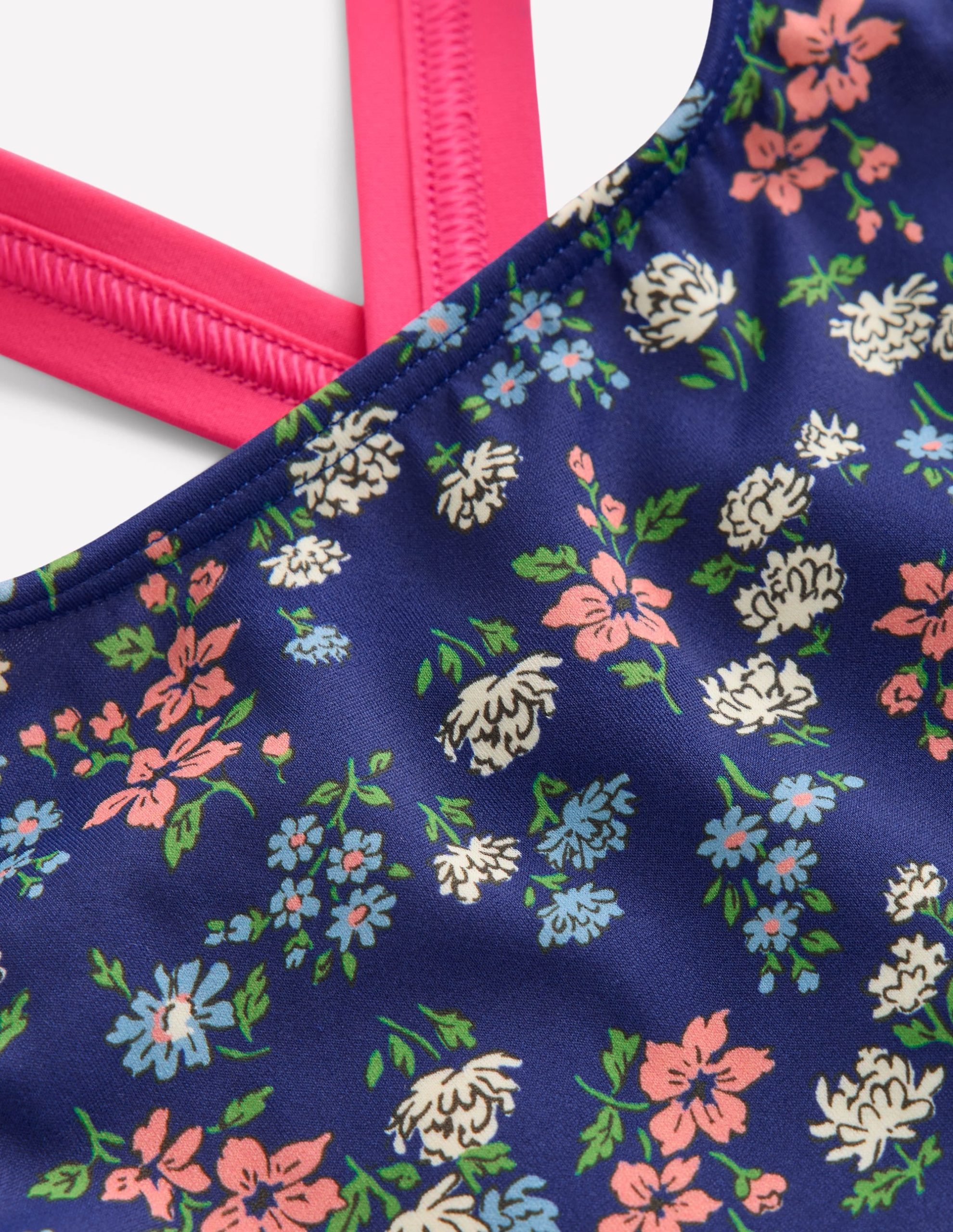 Cross-back Bikini Top-Sapphire Blue Meadow Floral - Image 3