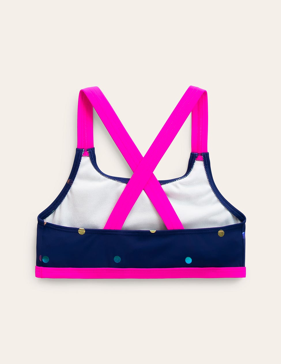 Cross-back Bikini Top-Rainbow Foil Confetti Spot - Image 2