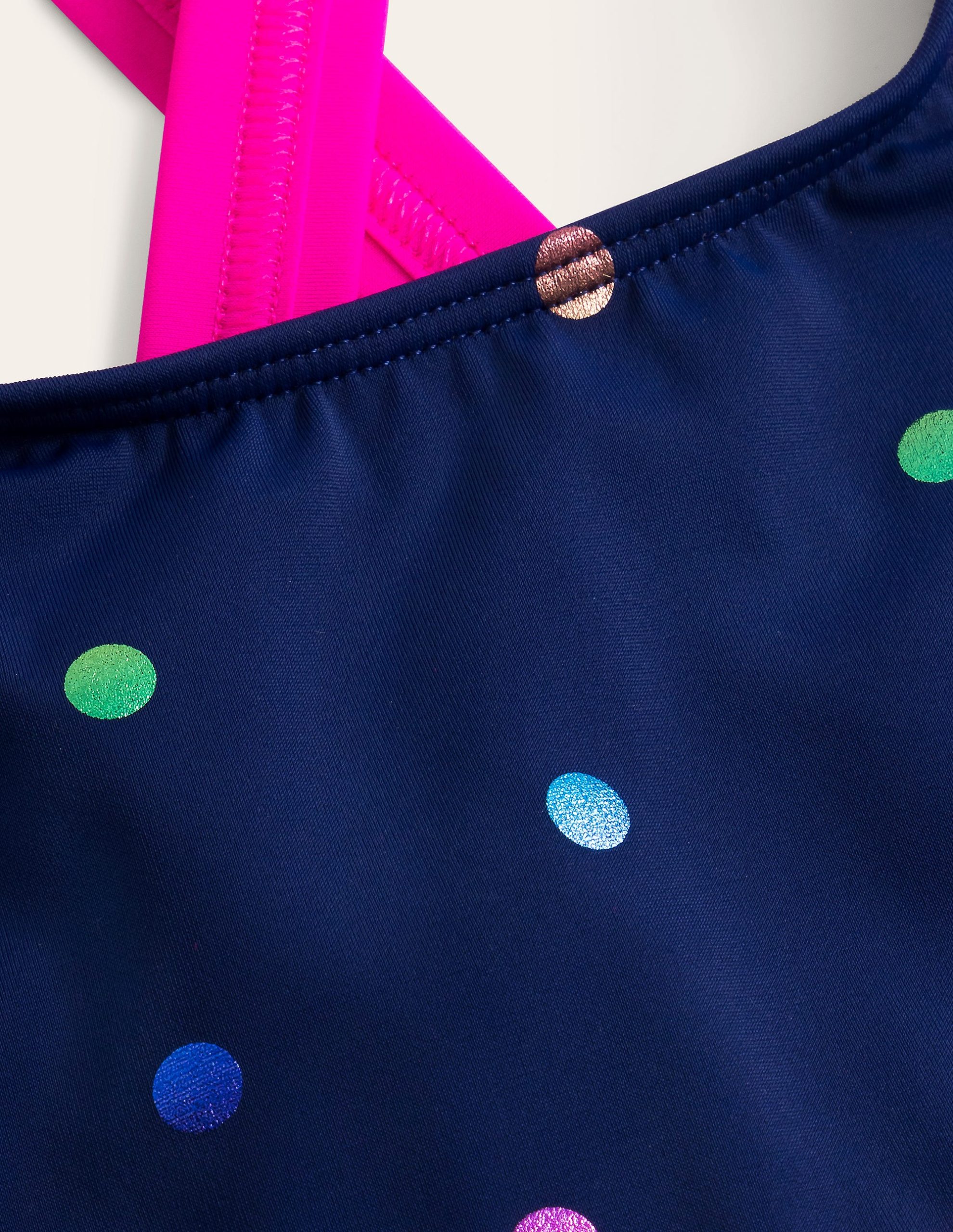 Cross-back Bikini Top-Rainbow Foil Confetti Spot - Image 3