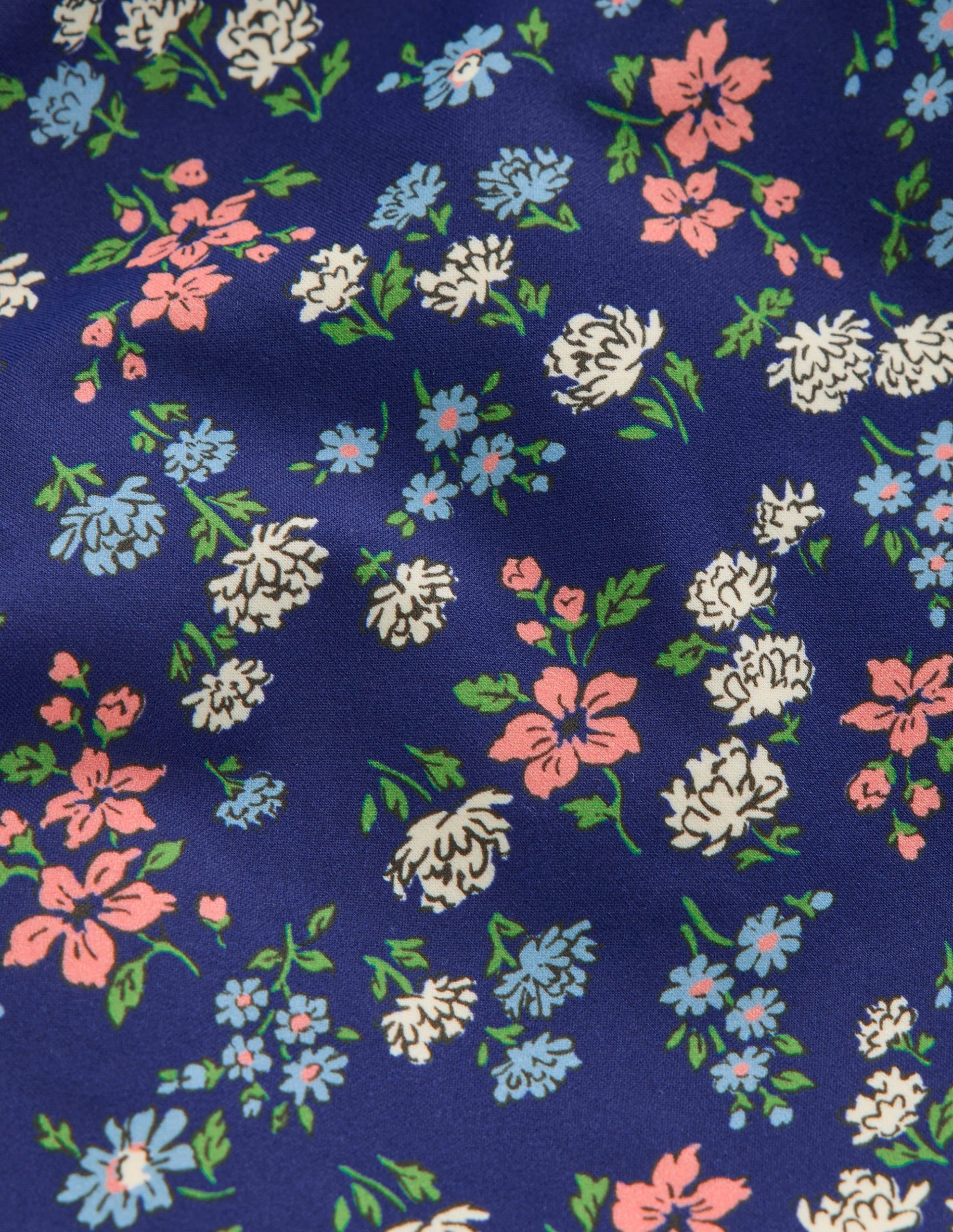 Cross-Back Tankini Top-Sapphire Blue Meadow Floral - Image 3