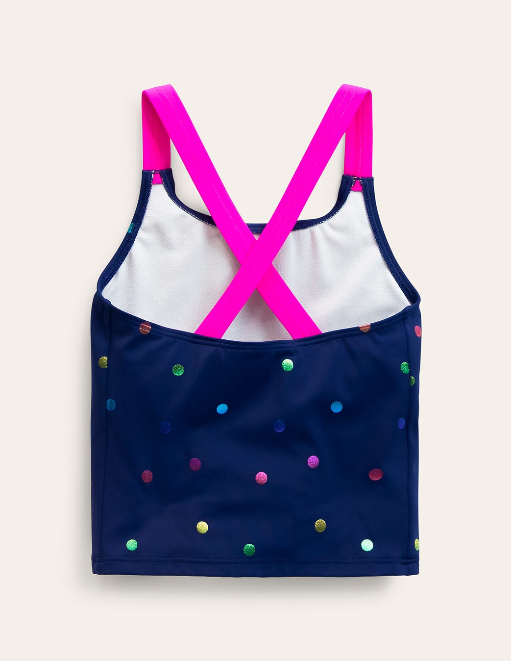 Cross-Back Tankini Top-Rainbow Foil Confetti Spot - Image 2
