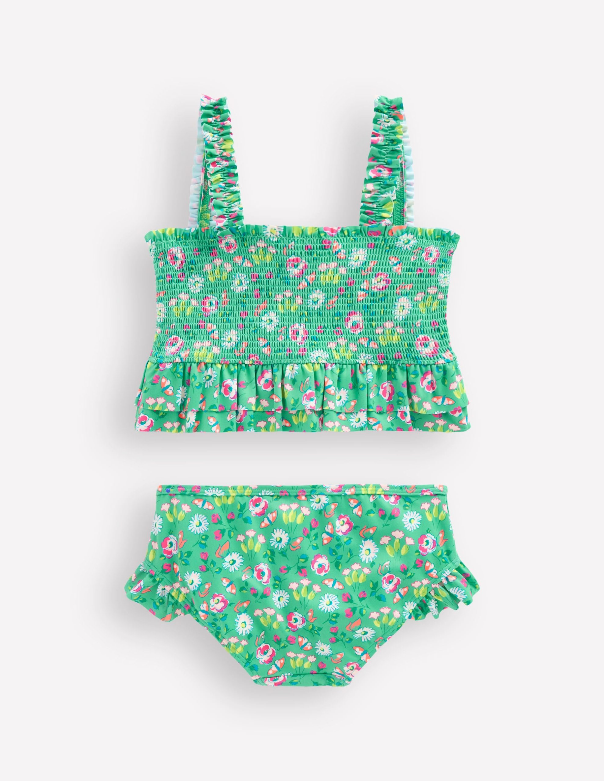 Peplum Smocked Bikini-Aquamarine Butterfly Floral - Image 2
