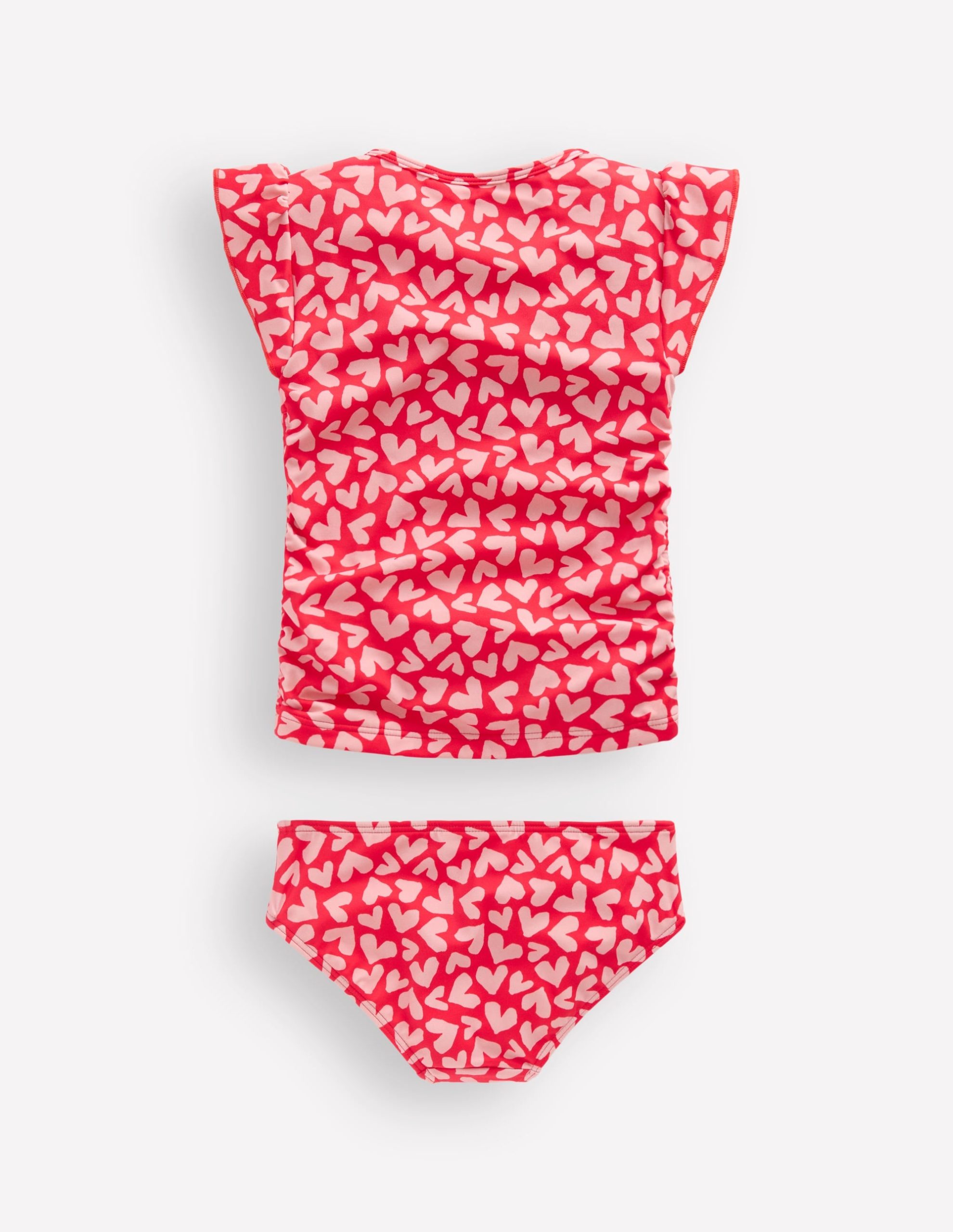 Ruched Tankini Set-Rockabilly Red Collage Hearts - Image 2