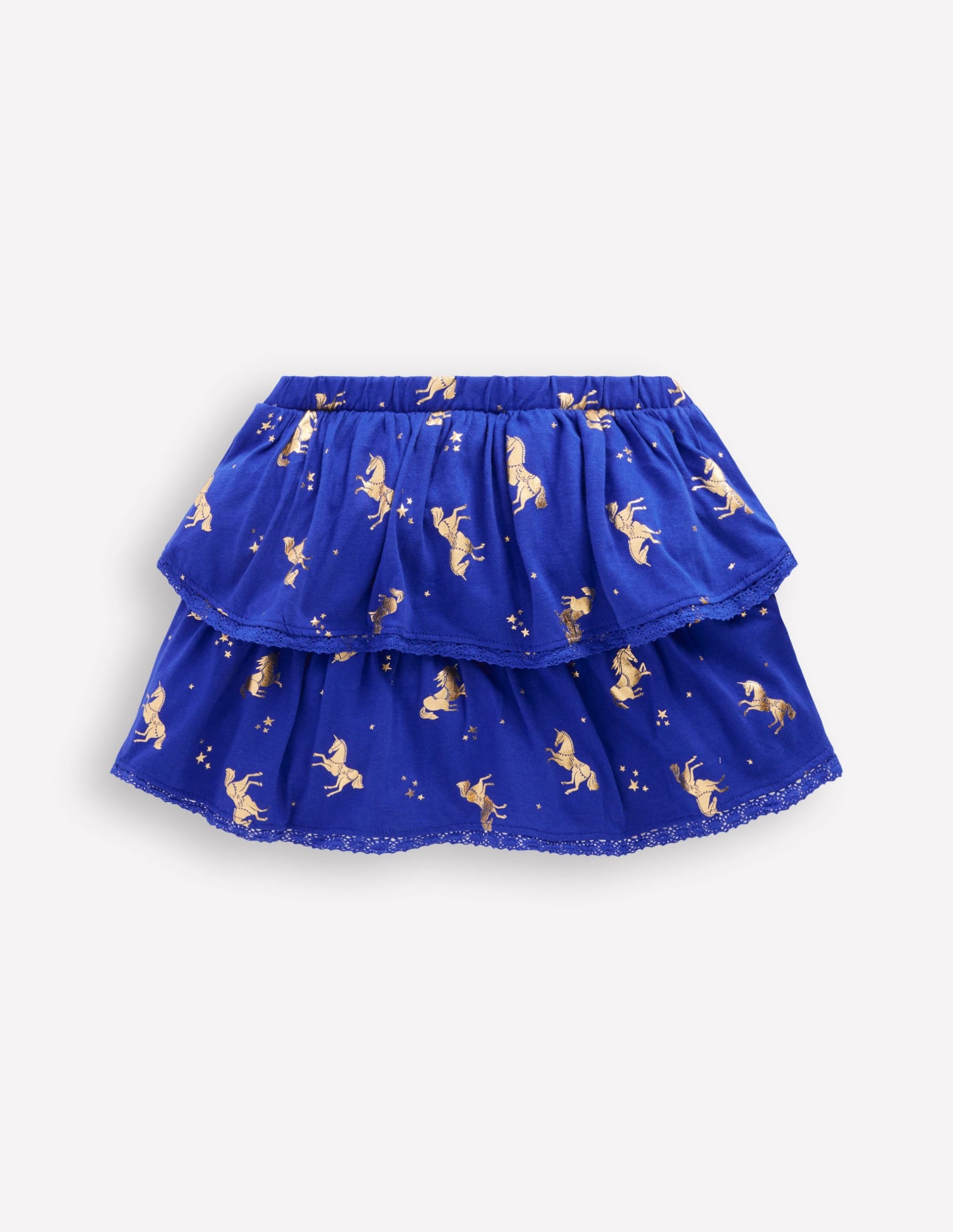 Ruffle Jersey Skort-Sapphire Blue Horses - Image 2