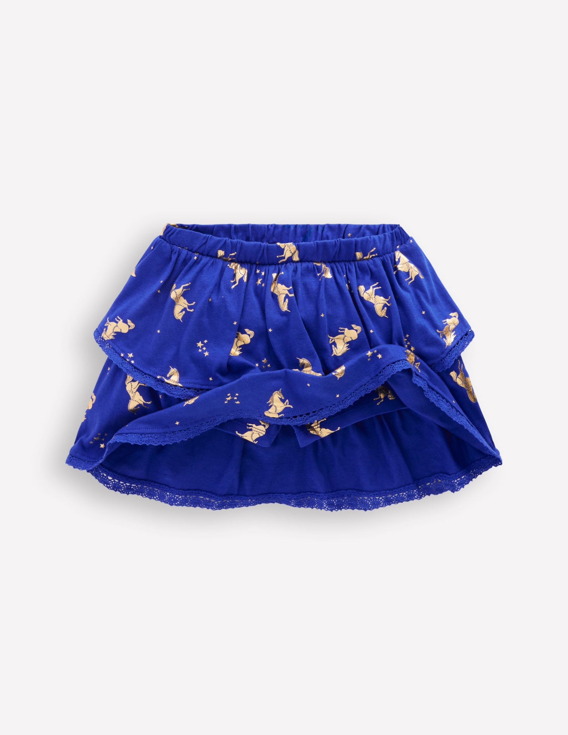 Ruffle Jersey Skort-Sapphire Blue Horses - Image 4