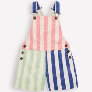 Short Overalls-Multi Hotch Potch Stripe