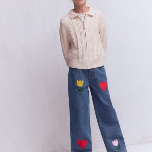 Relaxed Jean-Mid Vintage Applique