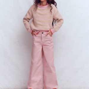 Wide Leg Jeans-Pink