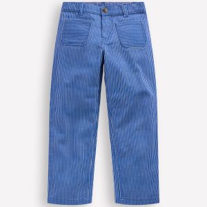 Patch Pocket Straight Jeans-Blue and Ivory Ticking Stripe