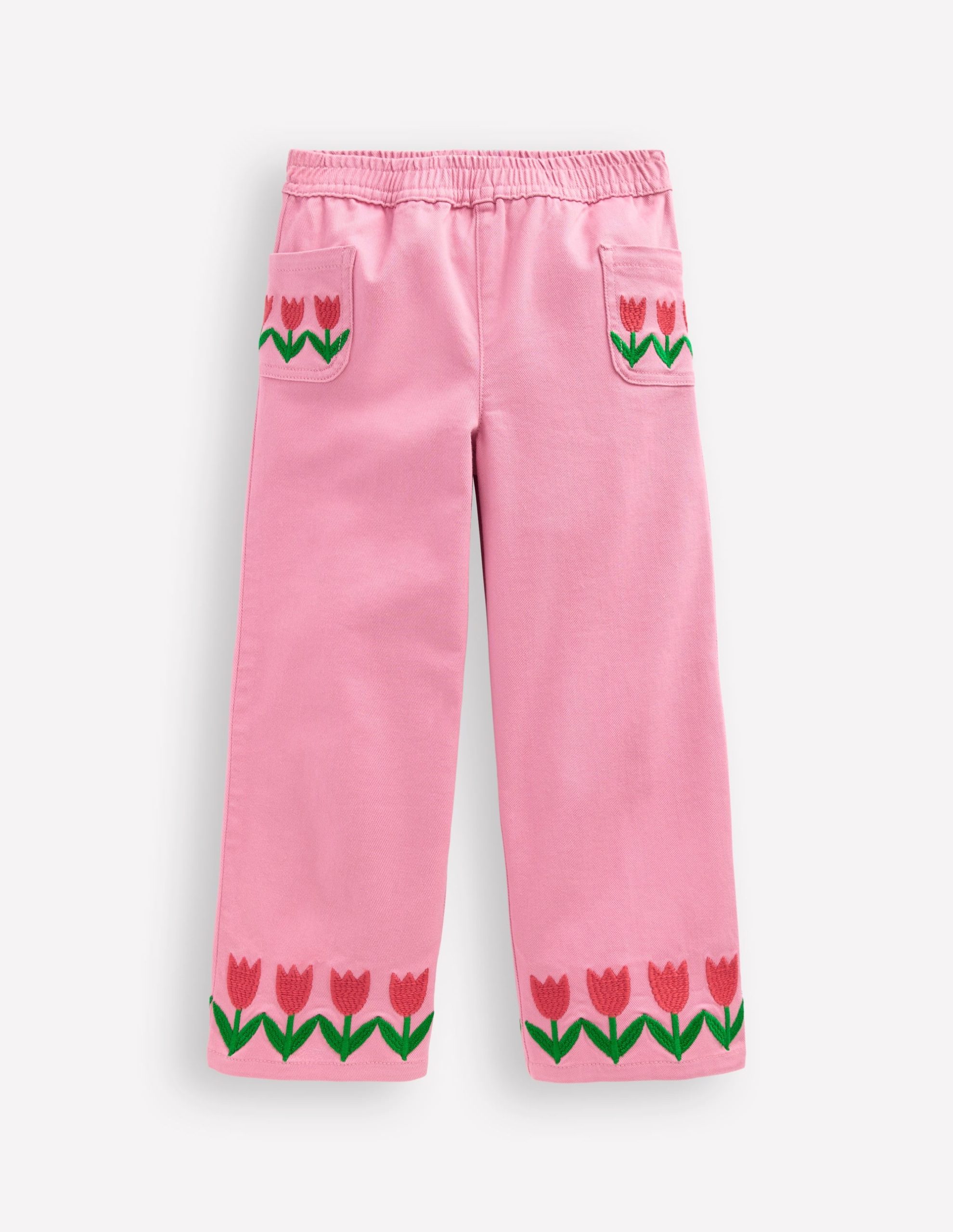 Wide Leg Pull-on Jeans-Pink Tulips - Image 4