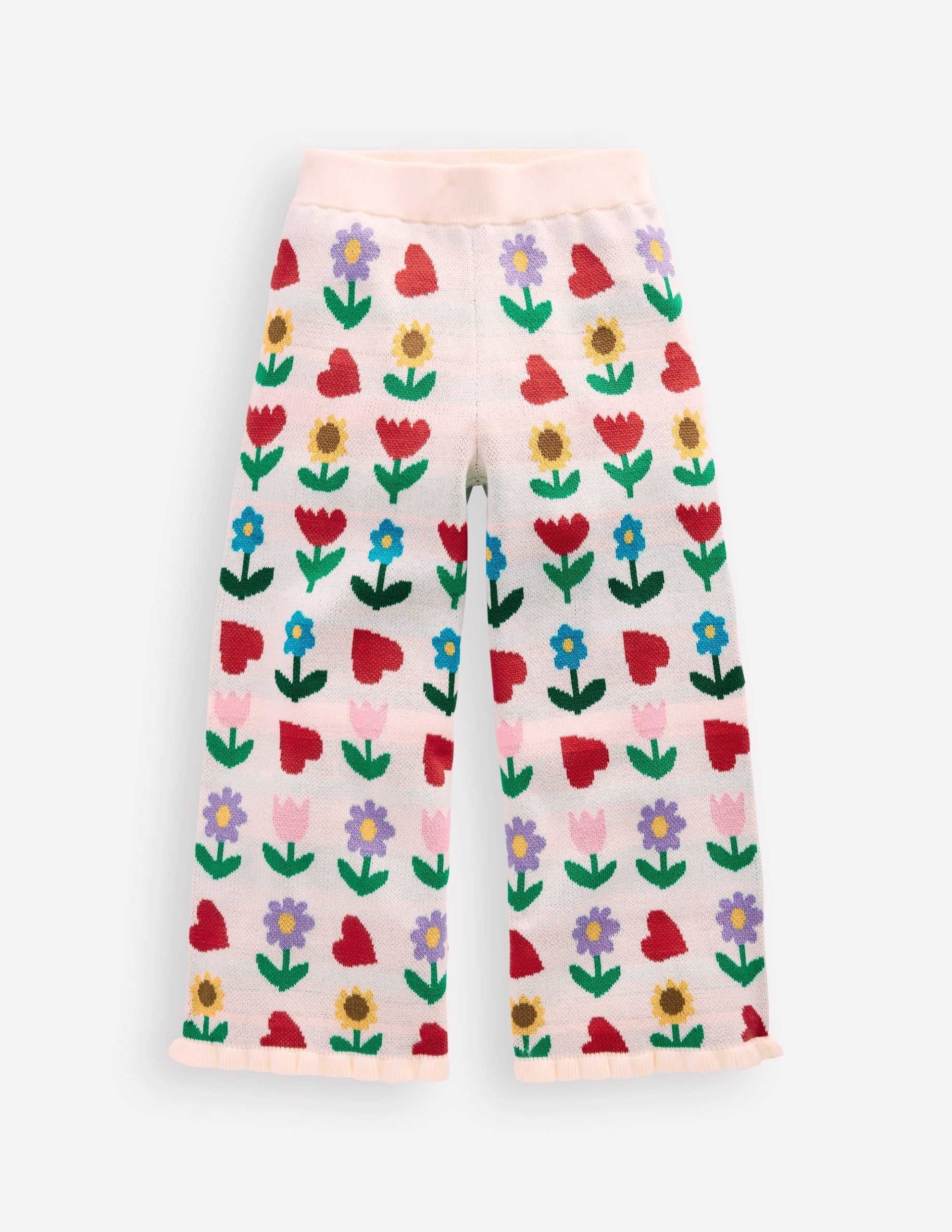 Flared Knitted Pants-Ecru Marl Sunflower Garden - Image 4