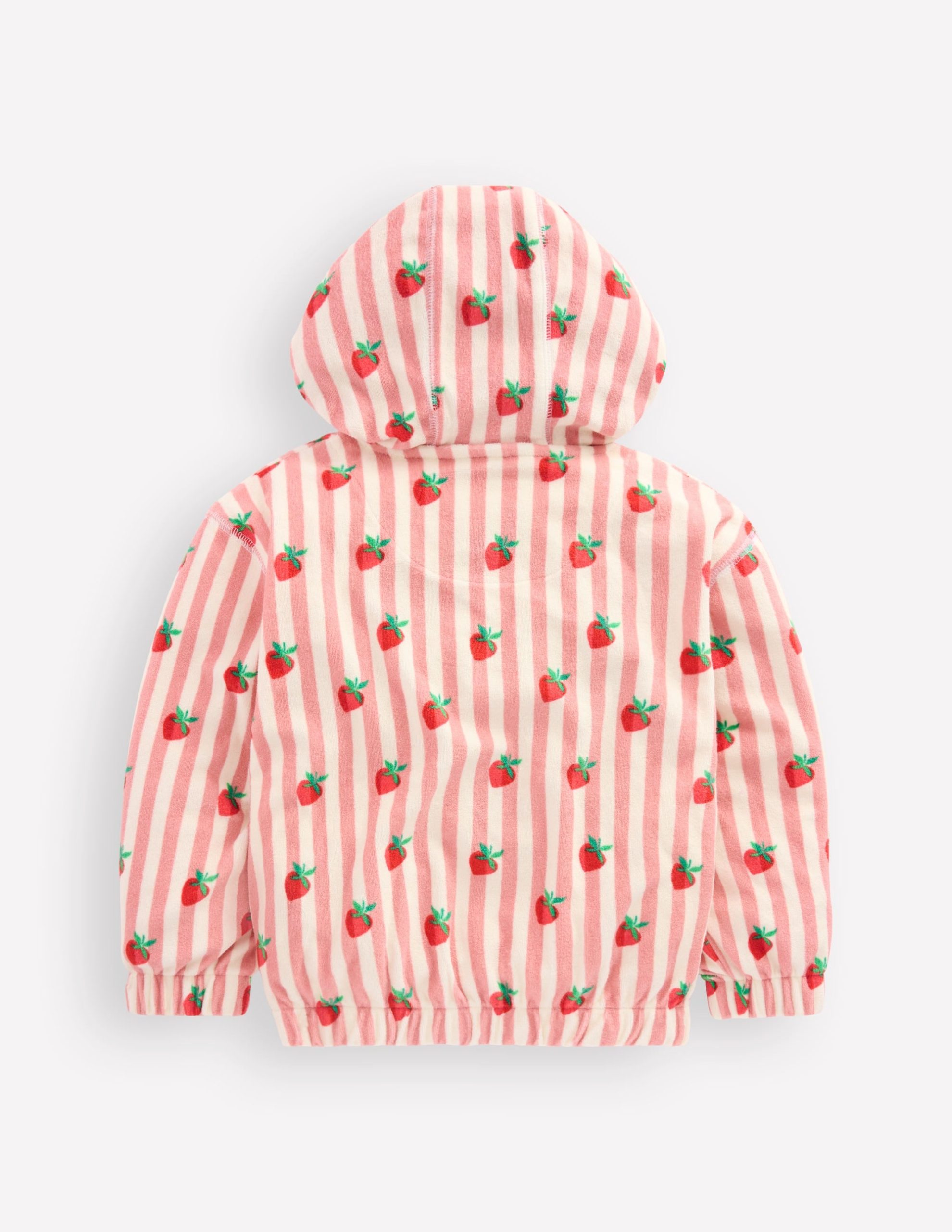 Relaxed Towelling Hoodie-Blush Strawberry Stripe - Image 2