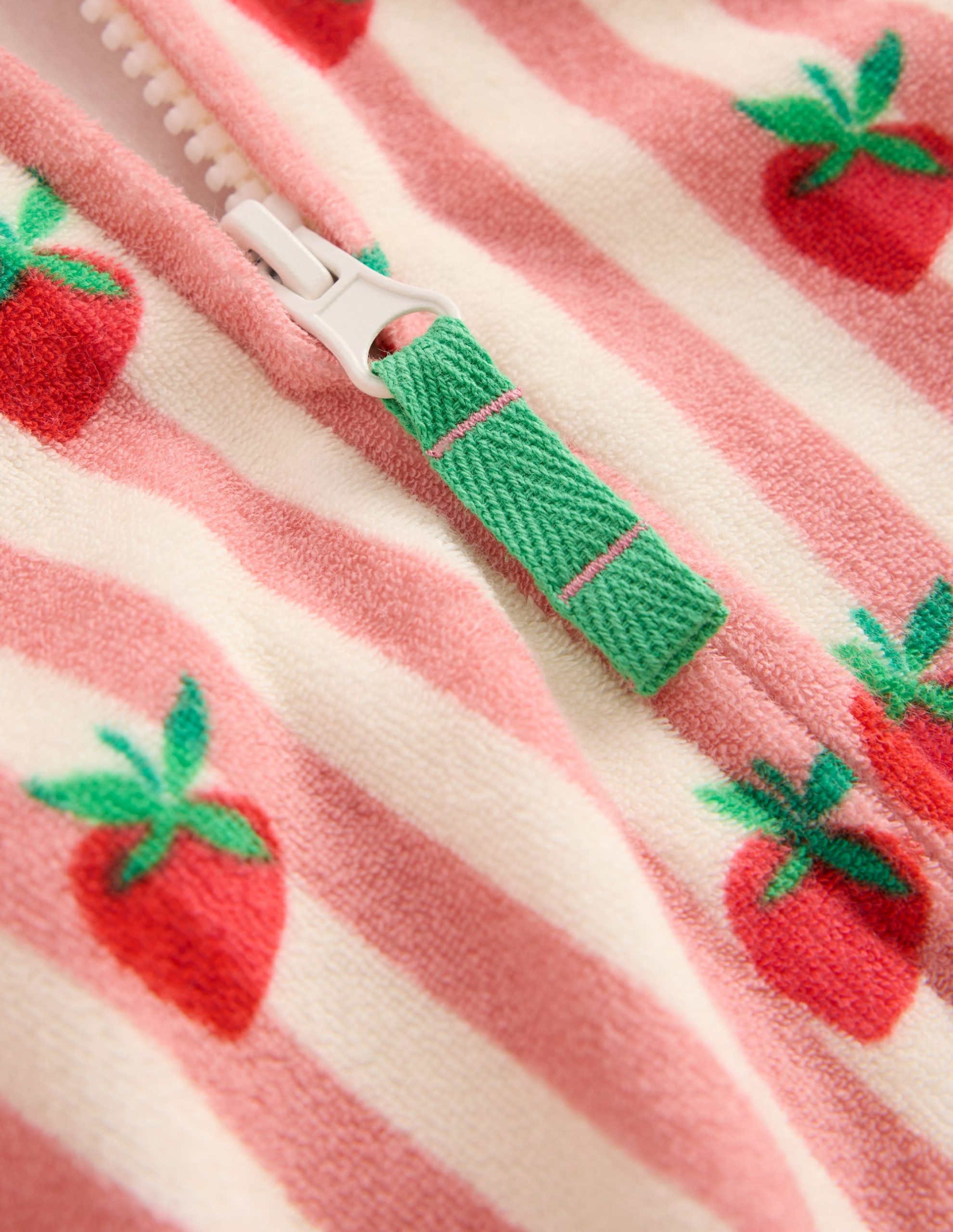 Relaxed Towelling Hoodie-Blush Strawberry Stripe - Image 3