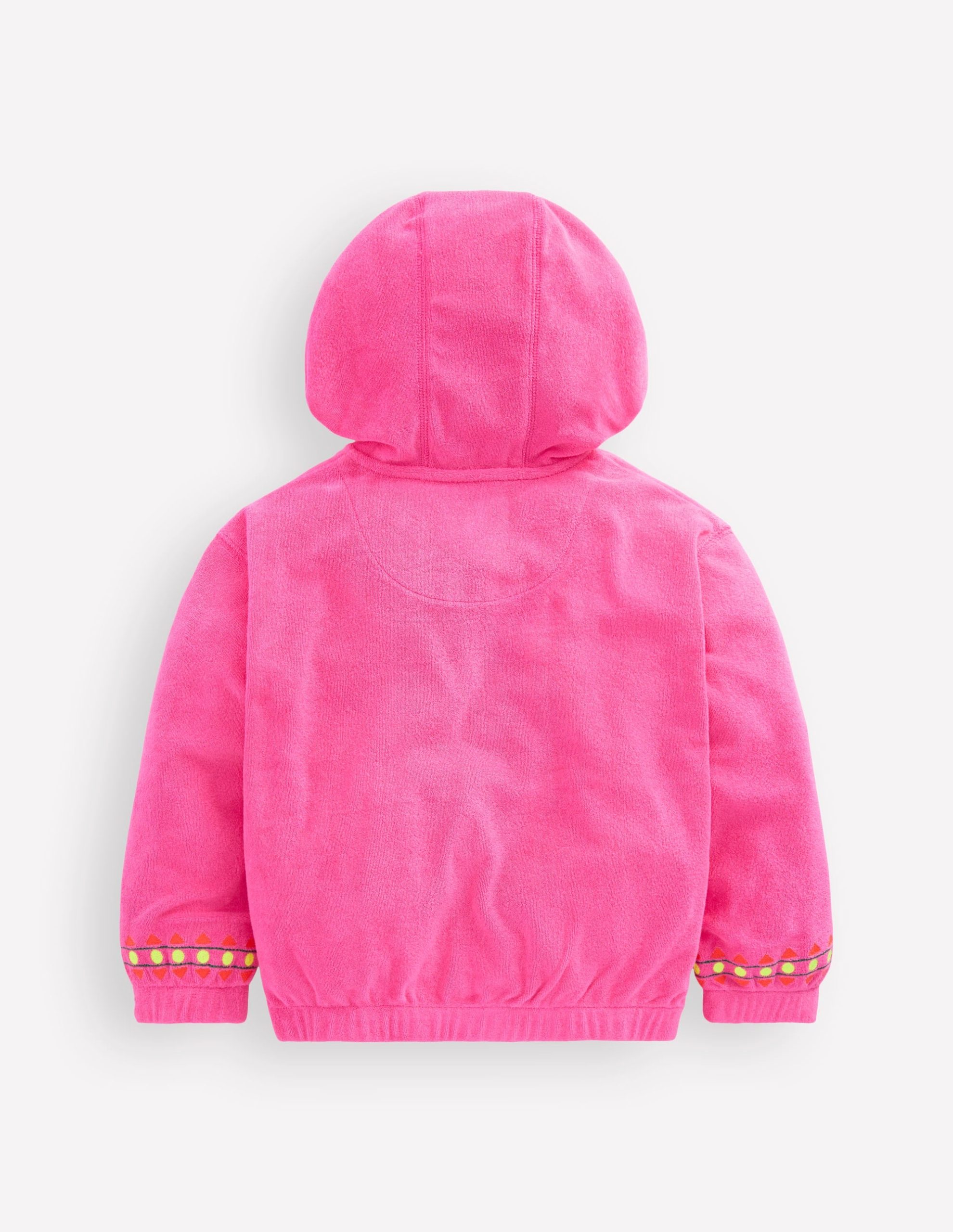Relaxed Towelling Hoodie-Pink Embroidered - Image 2